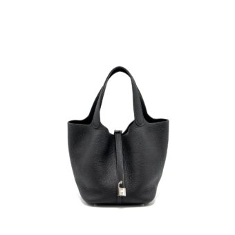 Hermes Picotin 22 Lock Bag Clemence Black SHW Stamp Y
