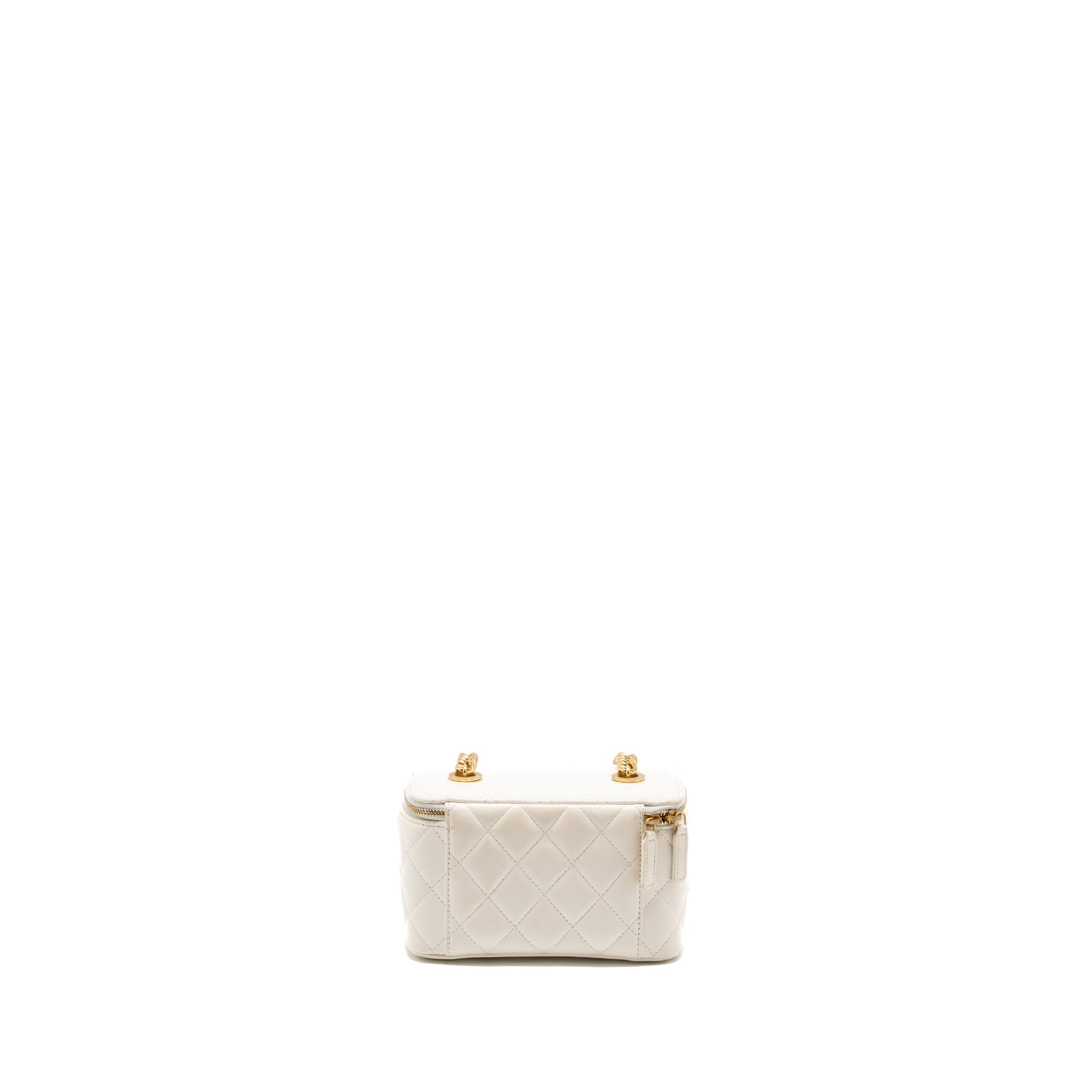 Chanel letter/cc logo chain long vanity case lambskin White GHW(microchip) - Image 2