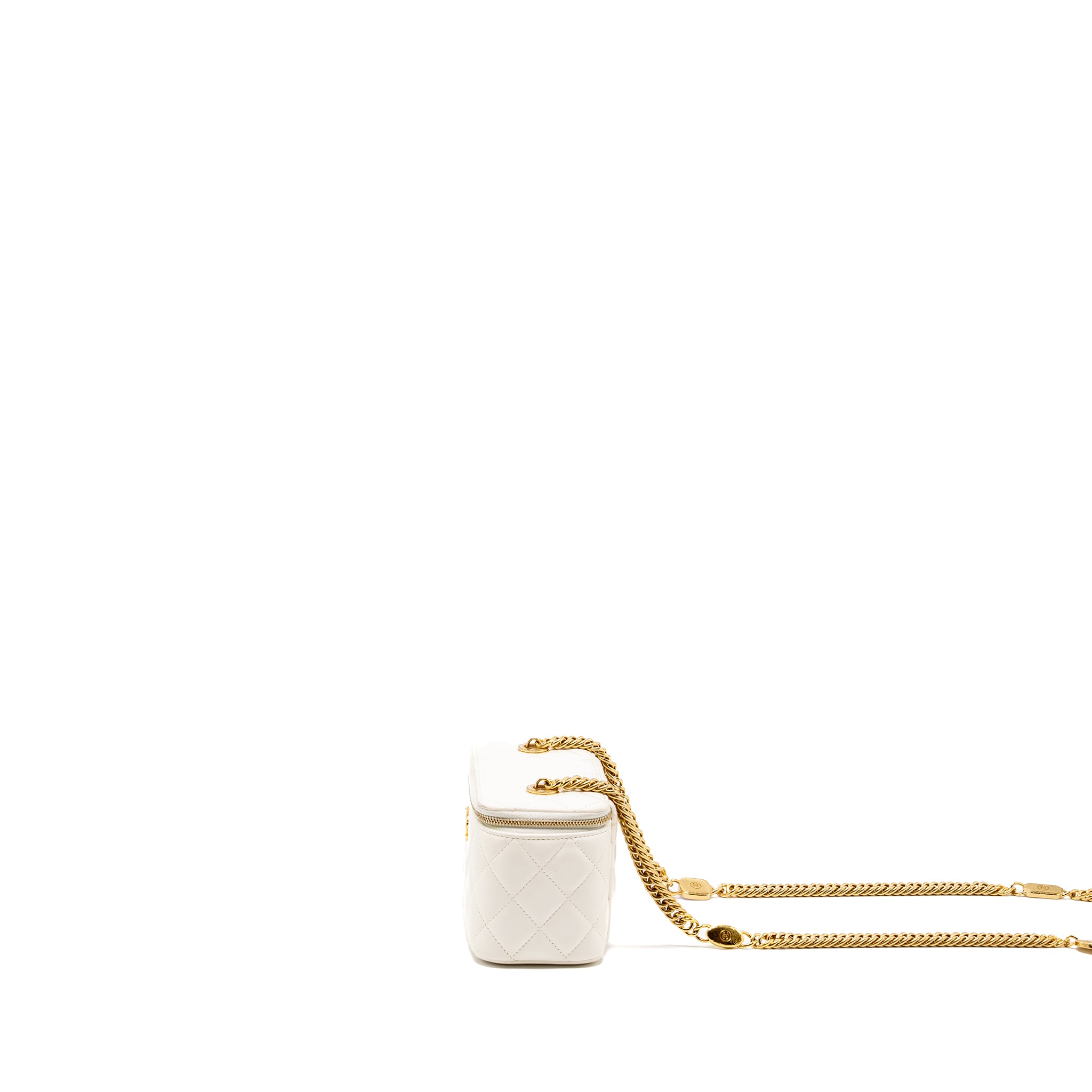 Chanel letter/cc logo chain long vanity case lambskin White GHW(microchip) - Image 4