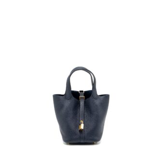 Hermes Picotin 18 Lock Bag Clemence Blue Nuit GHW Stamp U