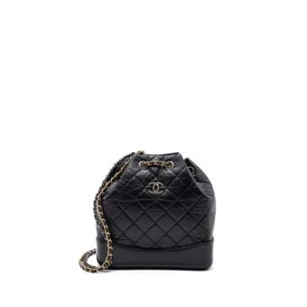 Chanel Small Gabrielle Backpack Aged Calfskin Black Ruthenium Hardware (microchip)