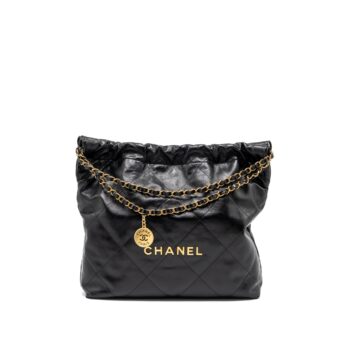 Chanel Medium 22 Bag Shiny Calfskin Black GHW (Microchip)