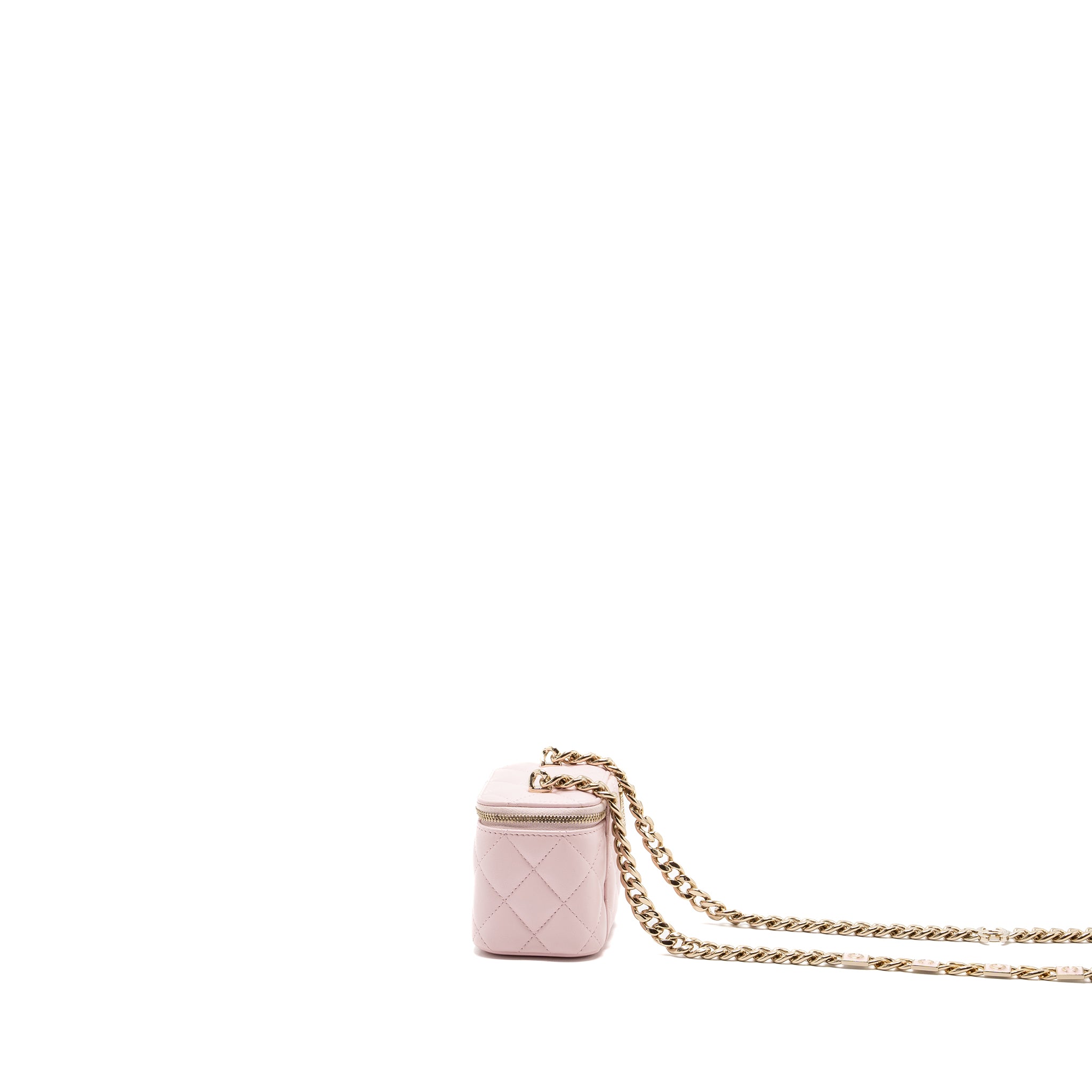 Chanel mini vanity with giant chain lambskin light pink LGHW - Image 4