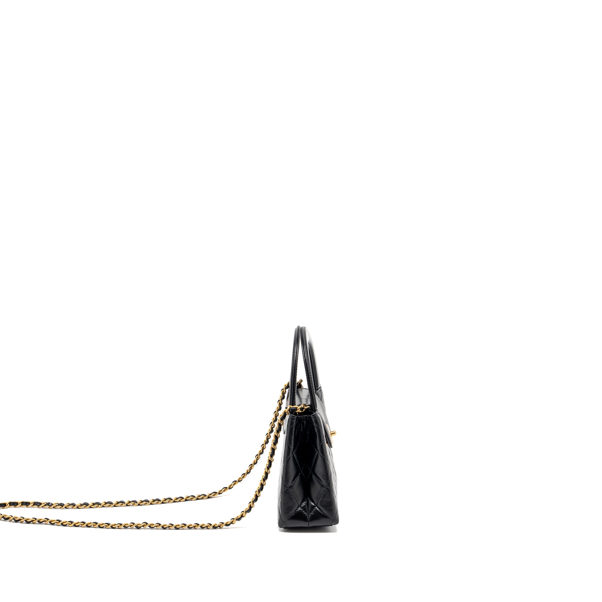 Chanel 24P Mini Shopping Tote/ Kelly Bag Calfskin Black GHW (MICROCHIP) - Image 3