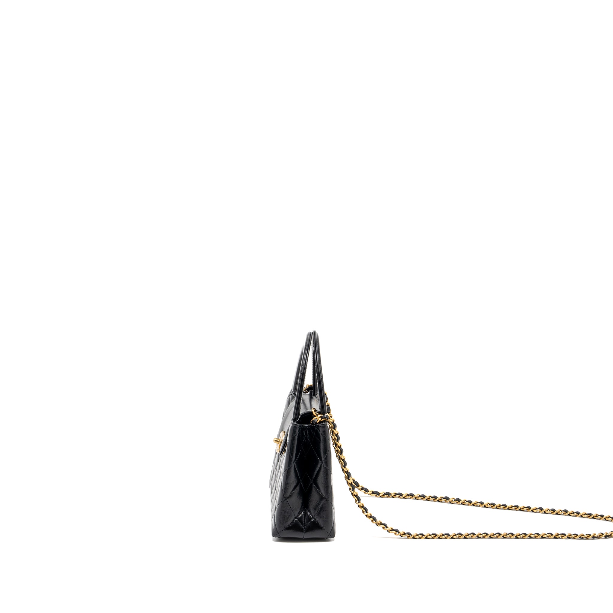 Chanel 24P Mini Shopping Tote/ Kelly Bag Calfskin Black GHW (MICROCHIP) - Image 4