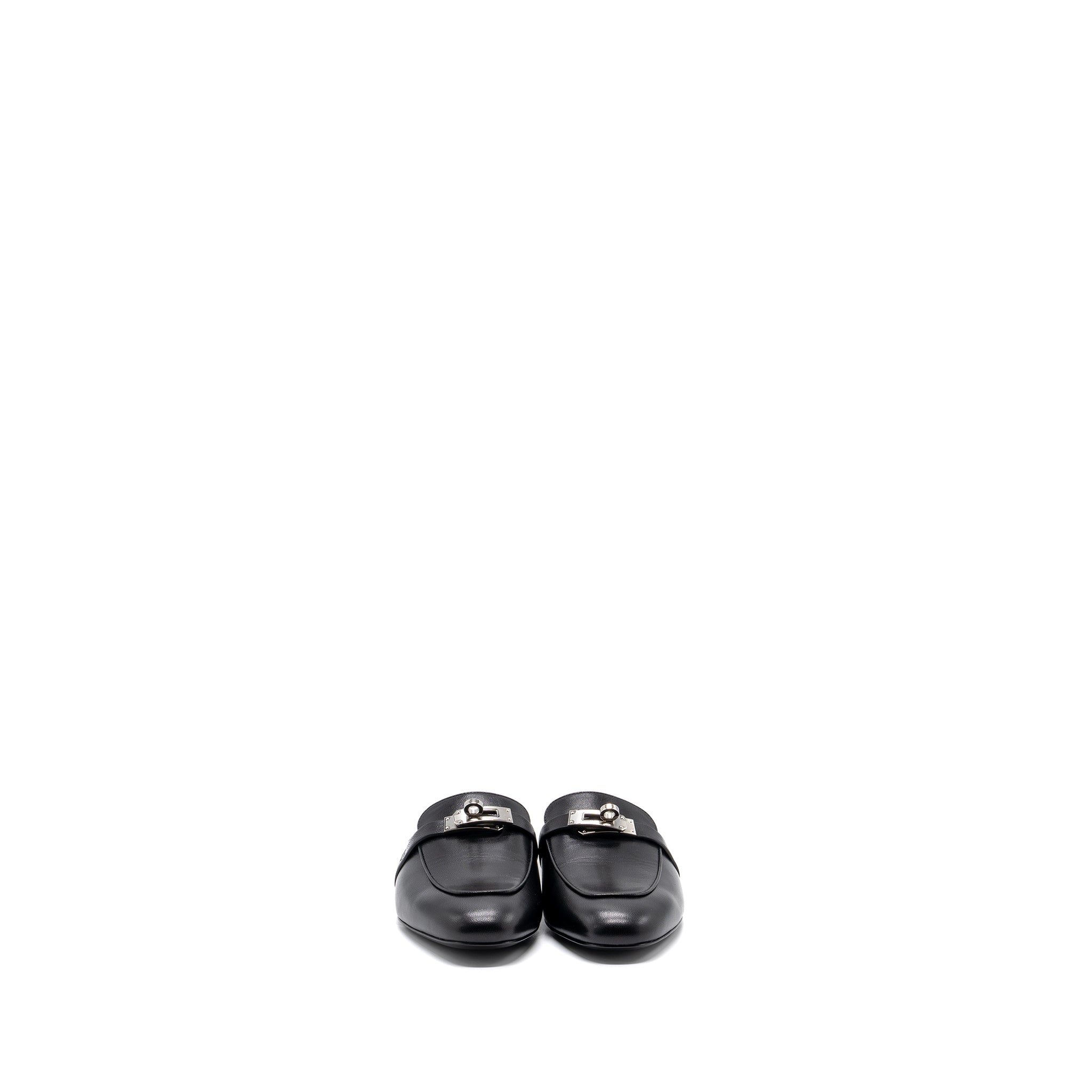 hermes size 37.5 OZ mule goatskin black SHW - Image 2