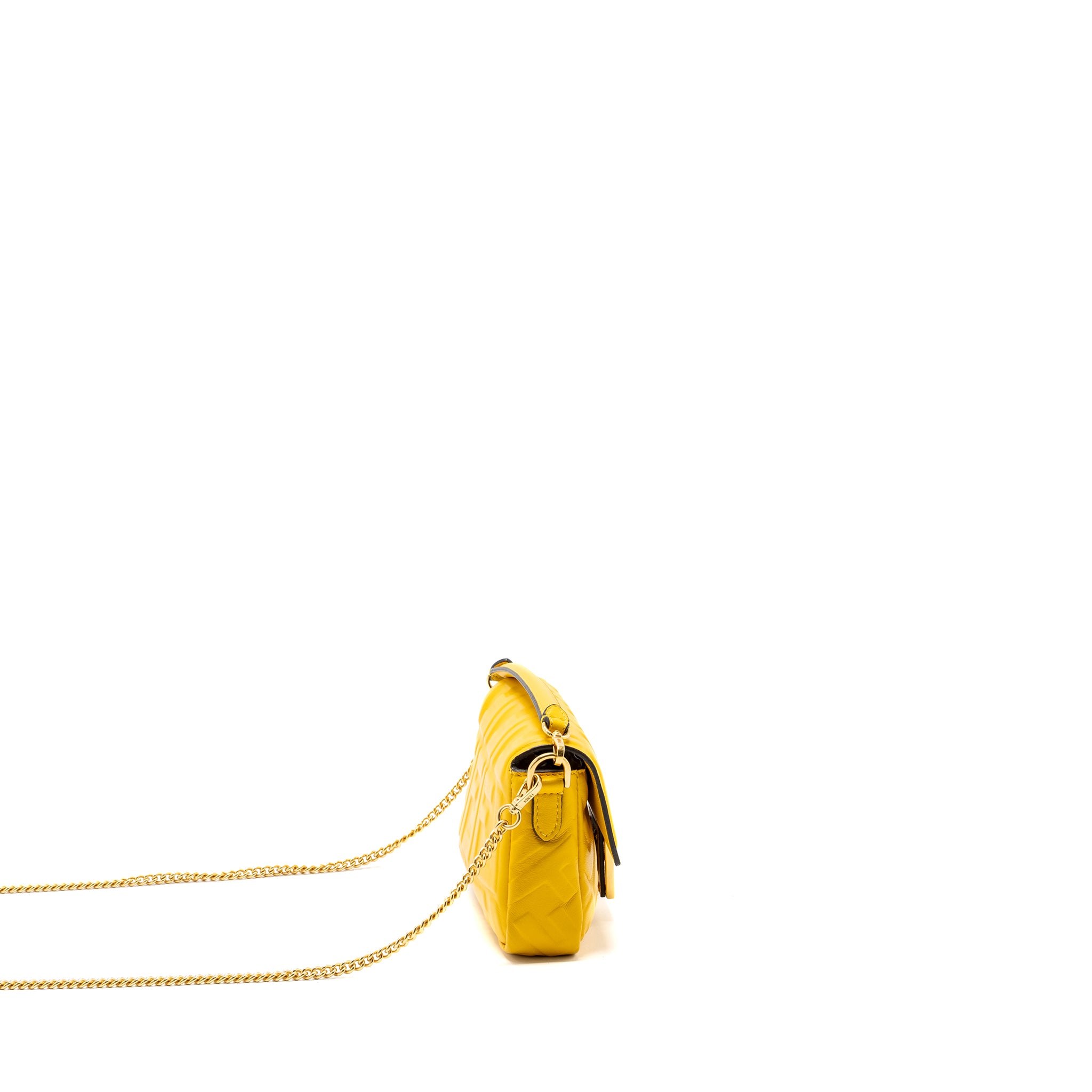 Fendi Mini Baguette Bag Nappa Lambskin Yellow GHW - Image 3