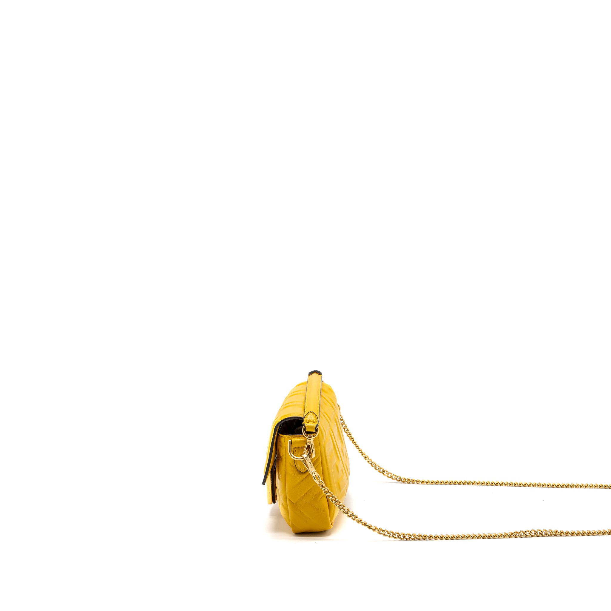 Fendi Mini Baguette Bag Nappa Lambskin Yellow GHW - Image 4