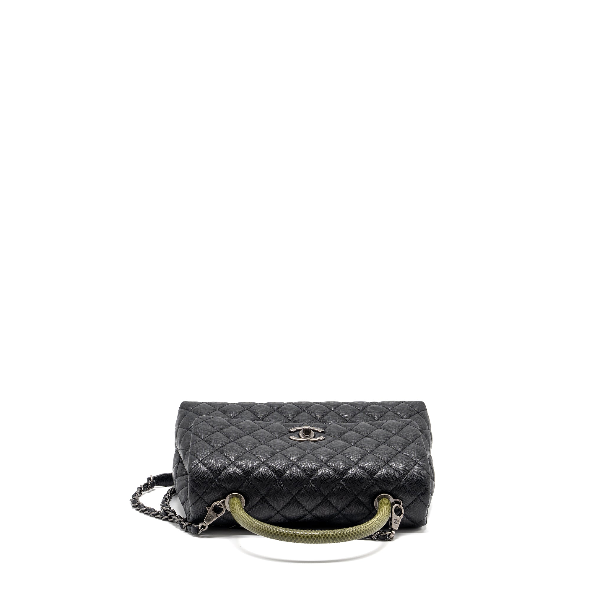 Chanel Medium Coco Handle Caviar / Lizard Handle Black Ruthenium Hardware - Image 5