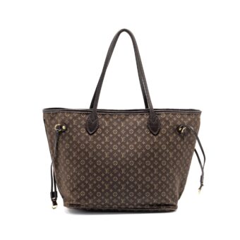Louis Vuitton vintage neverfull MM fabric dark brown GHW