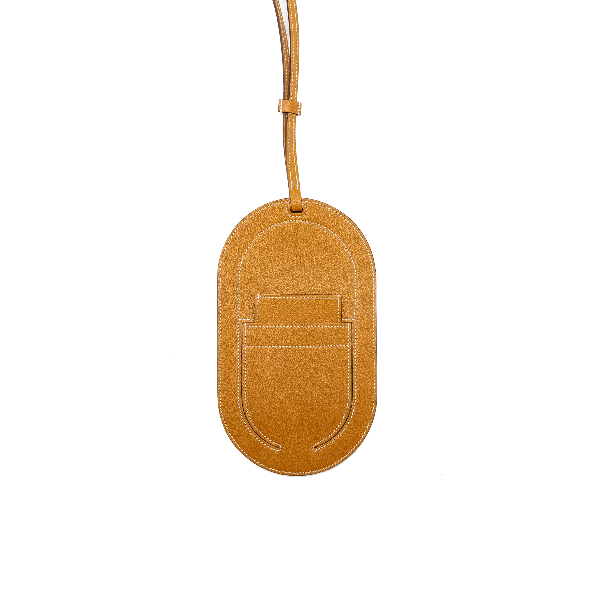 Hermes In-the-loop To Go GM Phone Case Chèvre Mysore Caramel/Vert Criquet Stamp B - Image 3