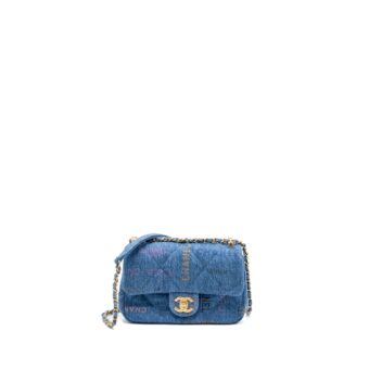 Chanel 22P Denim Flap Bag Denim Blue Brushed GHW (Microchip)