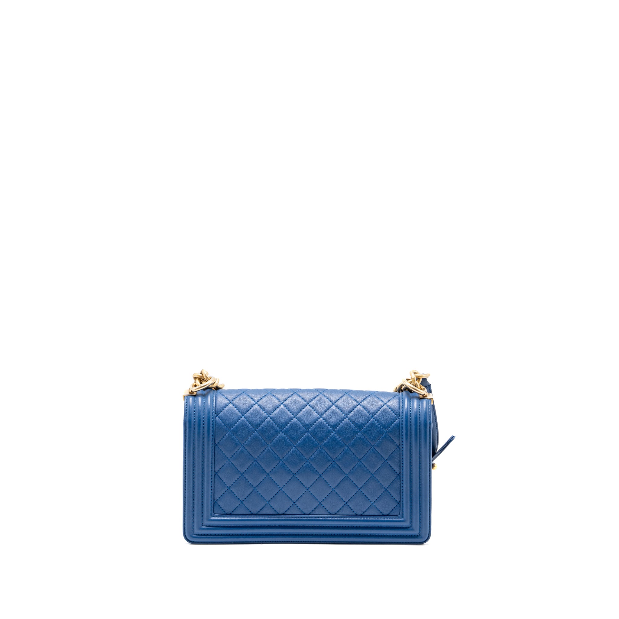 Chanel Medium Boy Bag Calfskin Blue GHW - Image 2