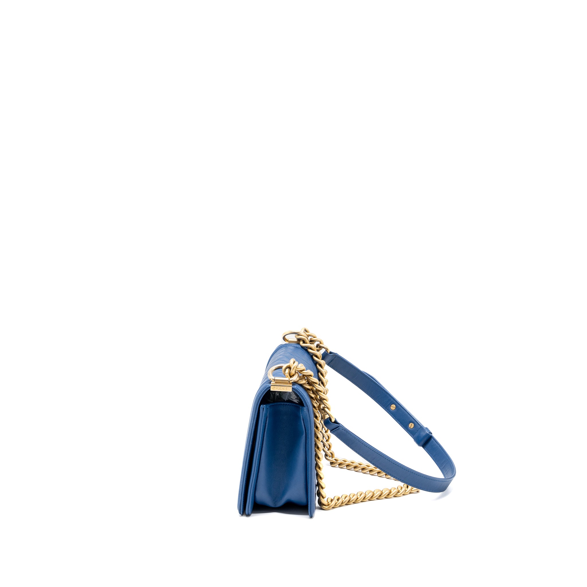 Chanel Medium Boy Bag Calfskin Blue GHW - Image 4