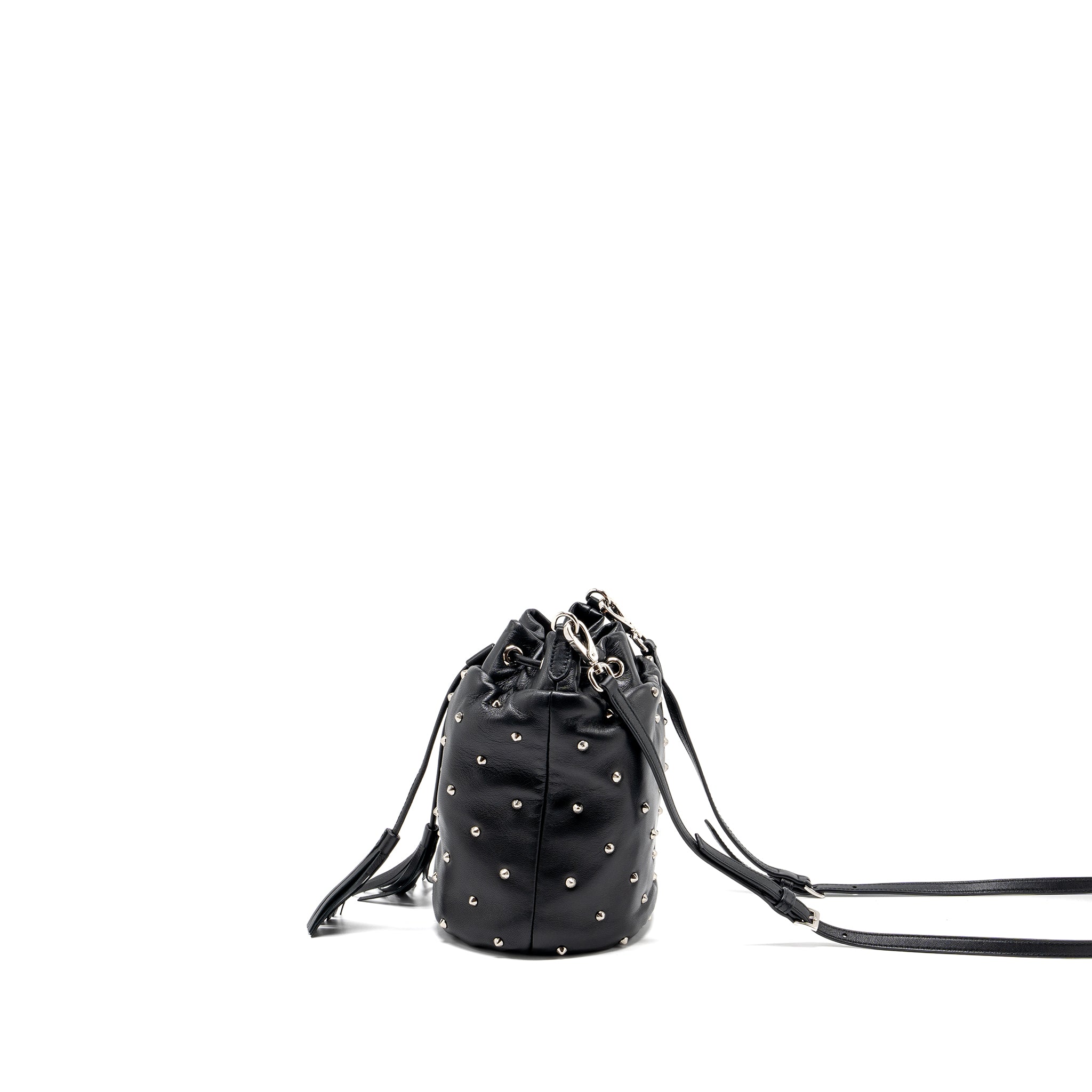 Miu Miu Small Bucket Bag Studded Nappa Lambskin BLACK SHW - Image 4