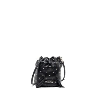 Miu Miu Small Bucket Bag Studded Nappa Lambskin BLACK SHW