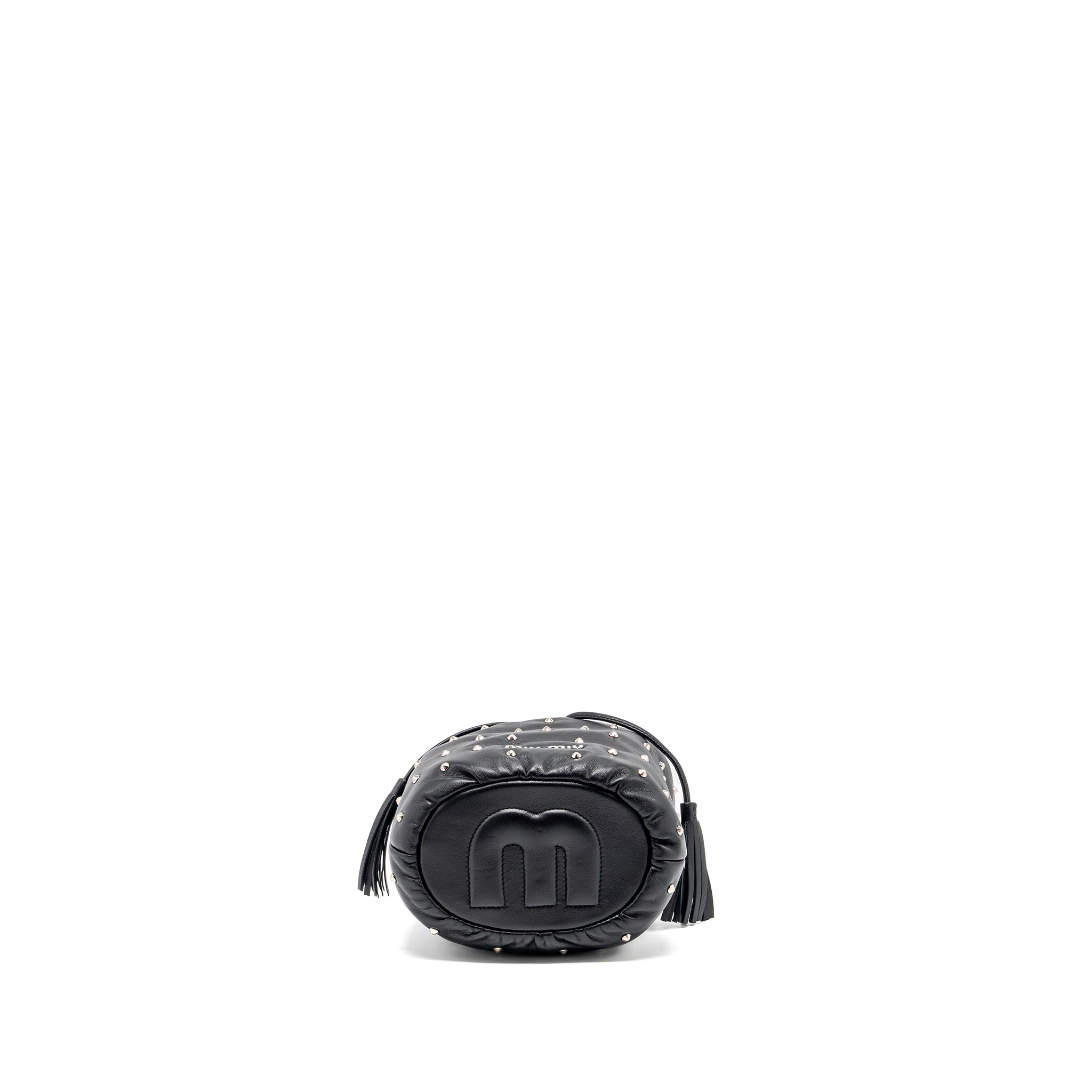 Miu Miu Small Bucket Bag Studded Nappa Lambskin BLACK SHW - Image 5