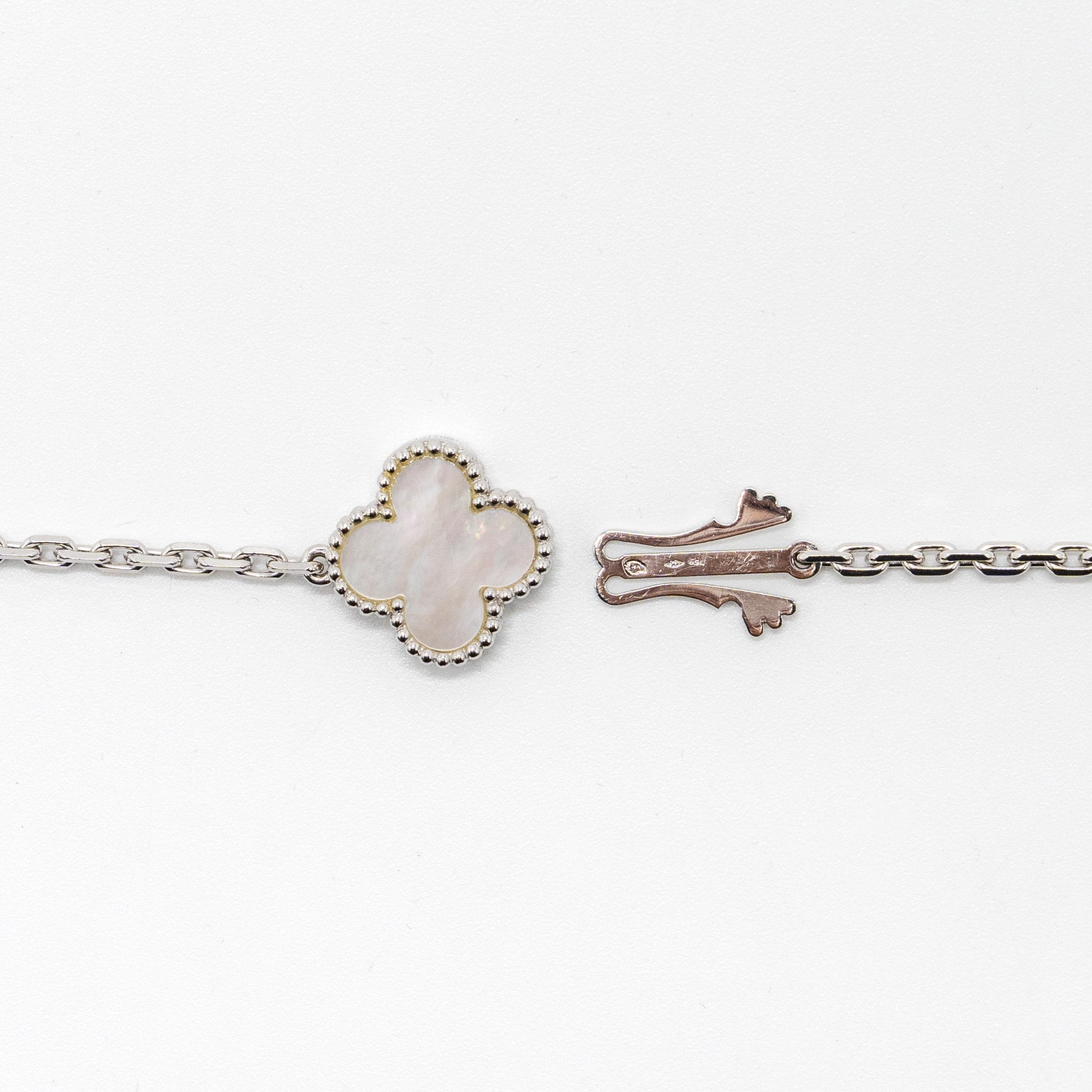 Van Cleef & Arpels Magic Alhambra 16-Motif Long Necklace White Gold/ White And Grey Mother Of Pearl/ Chalcedony - Image 5