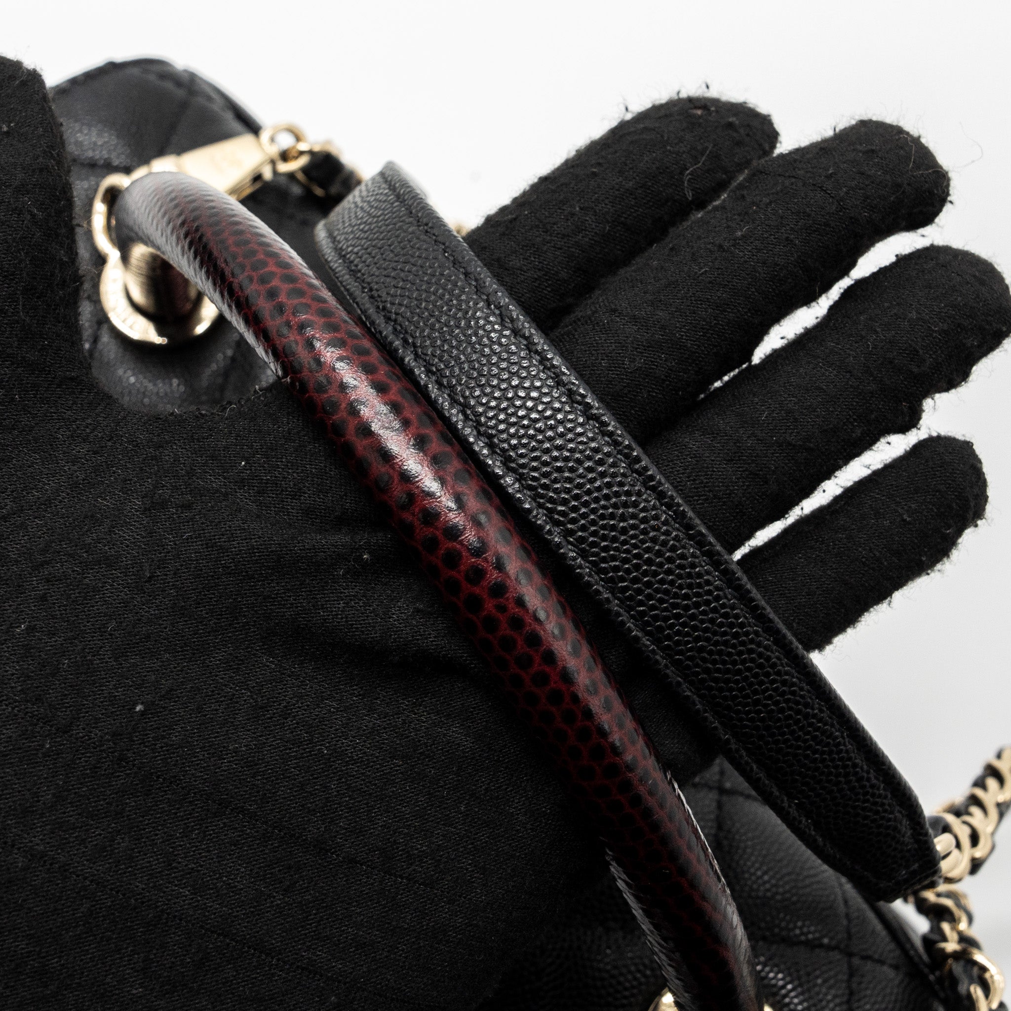 Chanel Medium Coco Handle Lizard Embossed Handle Caviar Black LGHW (Microchip) - Image 11