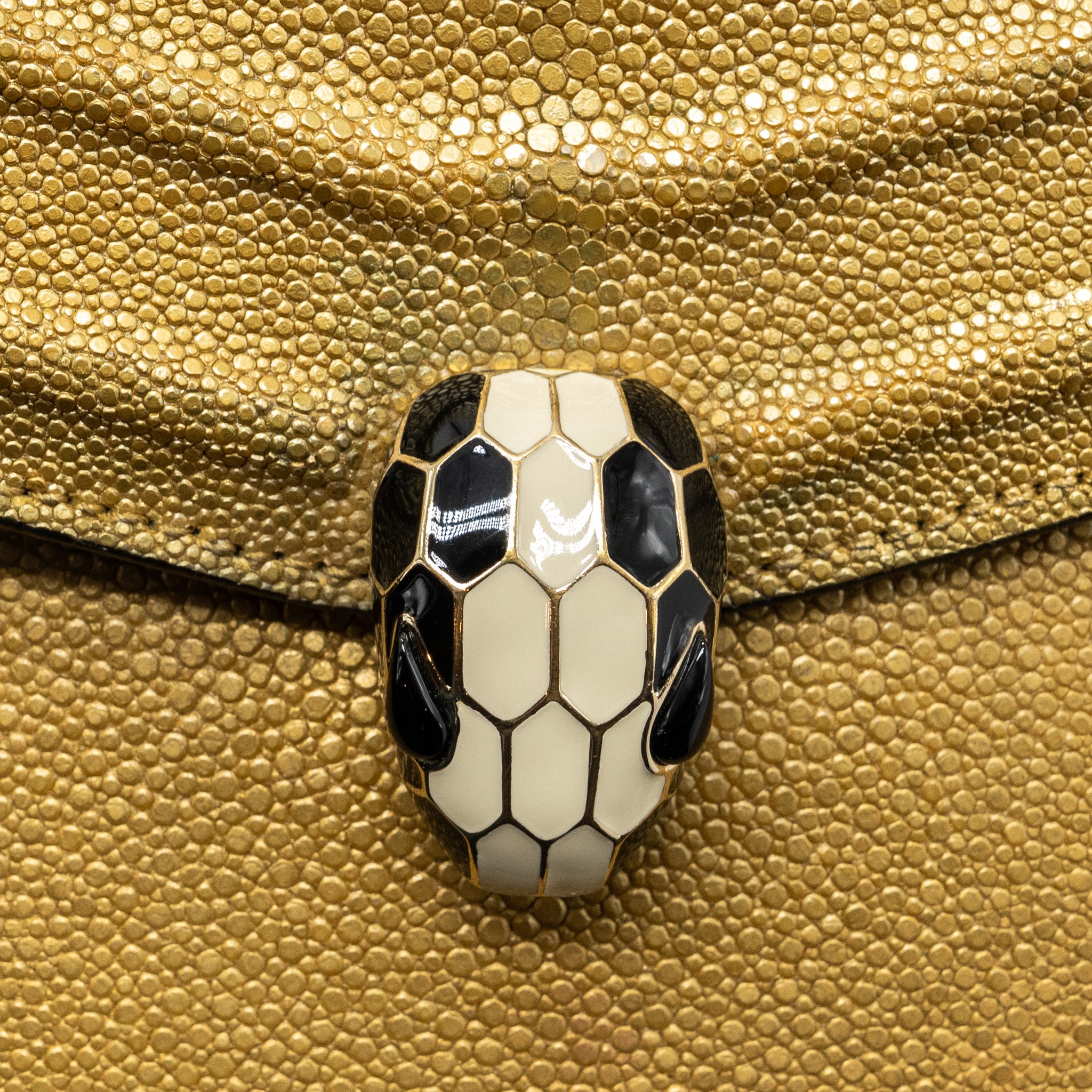 Bvlgari Serpenti Forever Crossbody Bag Stingray Leather Gold LGHW - Image 9
