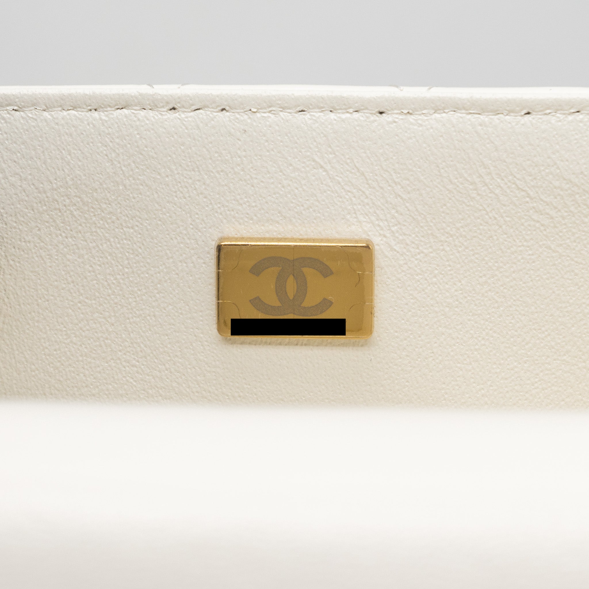 Chanel top handle mini rectangular flap bag lambskin white LGHW (Microchip) - Image 15
