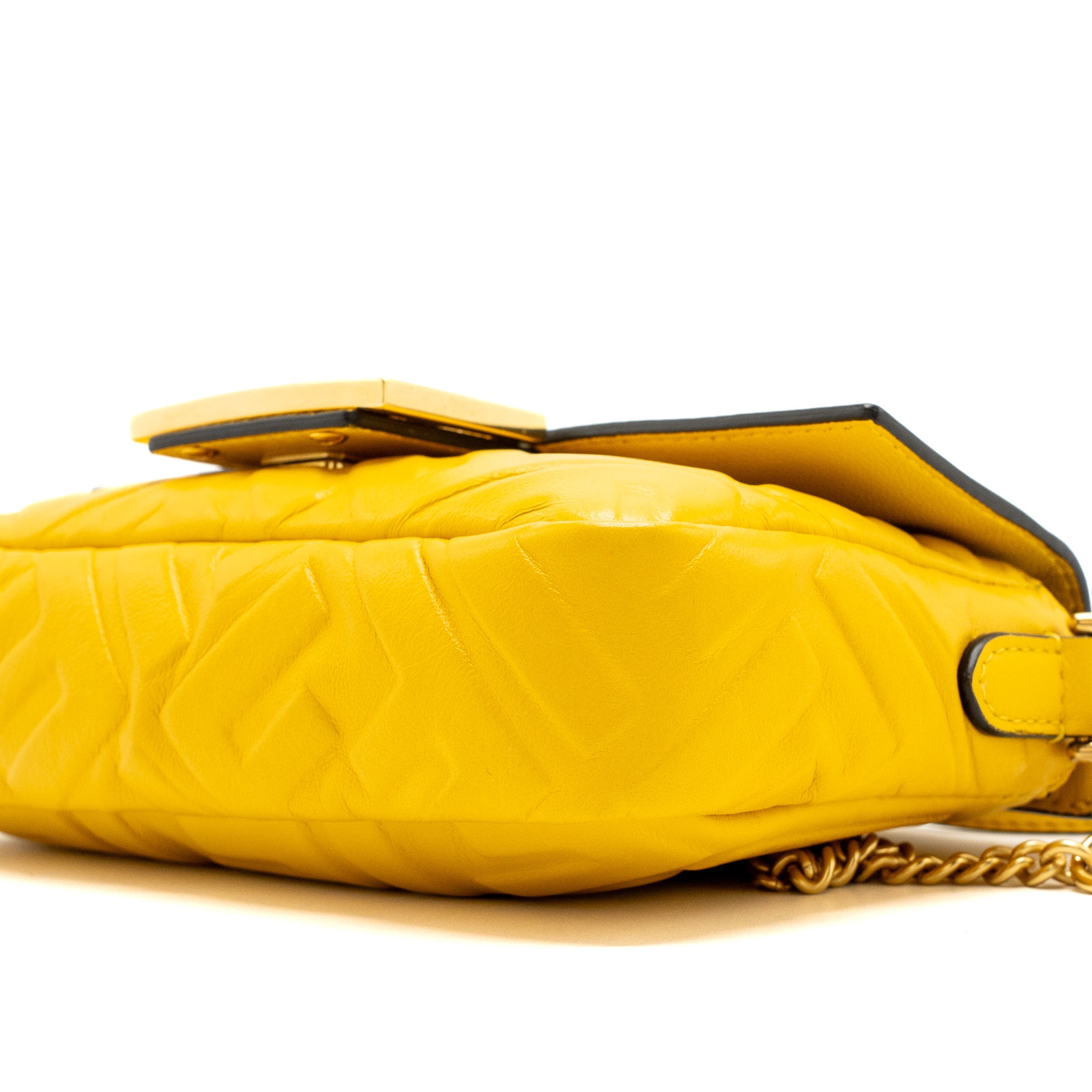 Fendi Mini Baguette Bag Nappa Lambskin Yellow GHW - Image 7