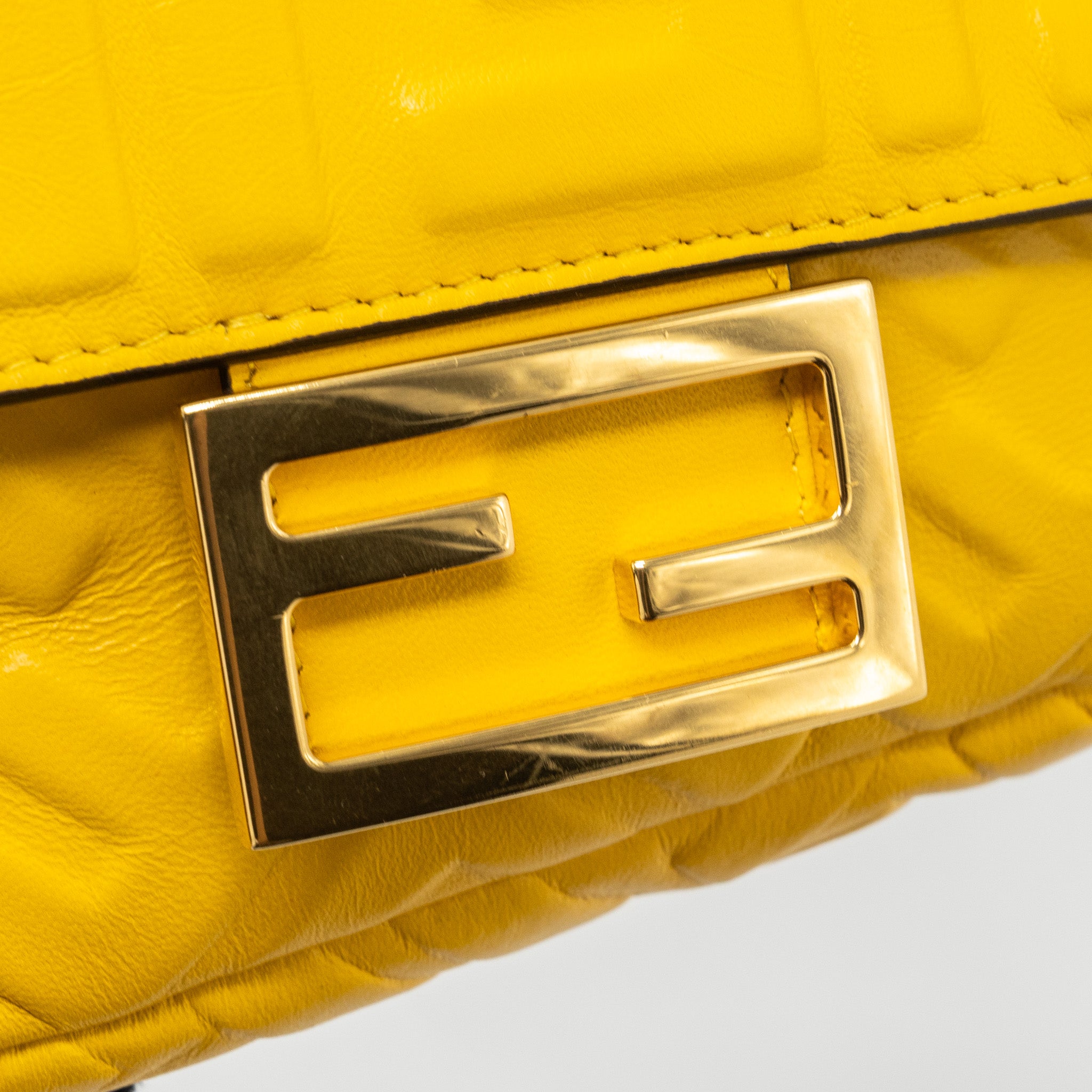Fendi Mini Baguette Bag Nappa Lambskin Yellow GHW - Image 8
