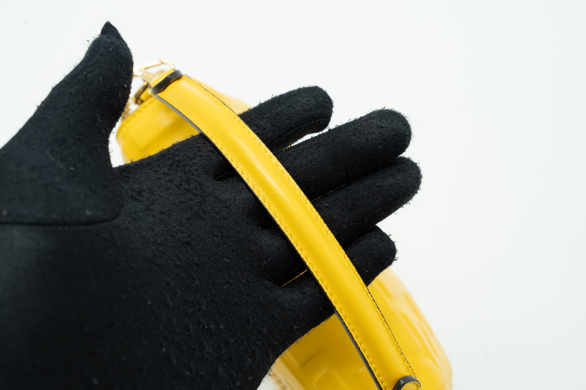 Fendi Mini Baguette Bag Nappa Lambskin Yellow GHW - Image 9