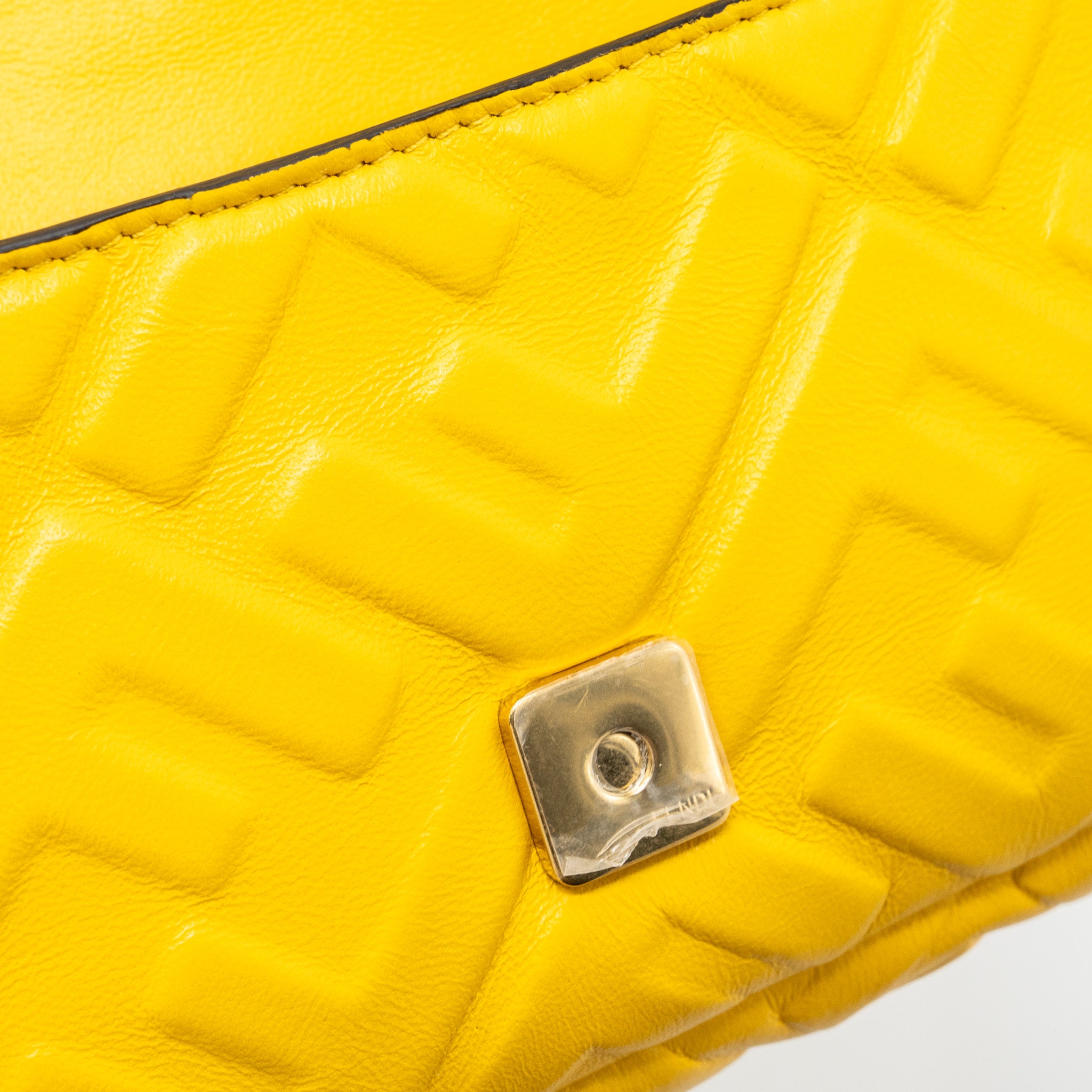 Fendi Mini Baguette Bag Nappa Lambskin Yellow GHW - Image 12