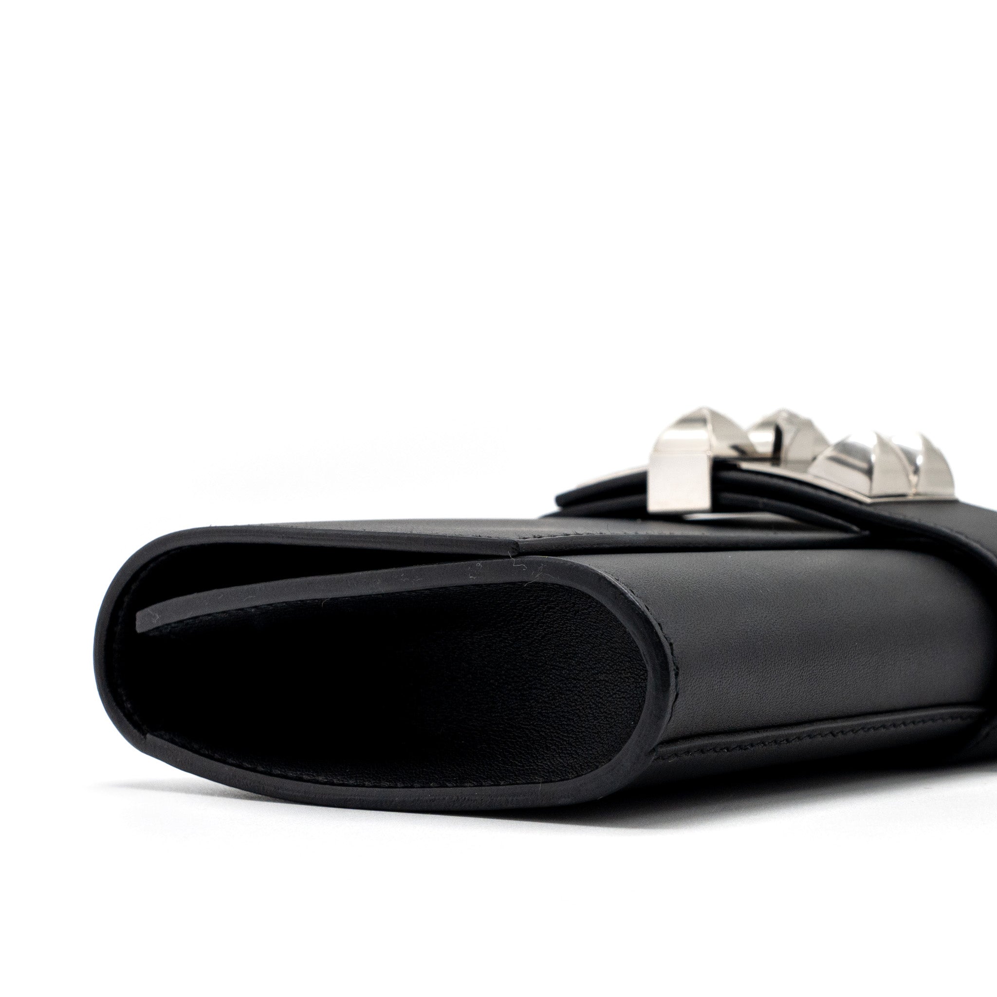 HERMES POCHETTE MEDOR 23 SWIFT BLACK SHW stamp X - Image 7
