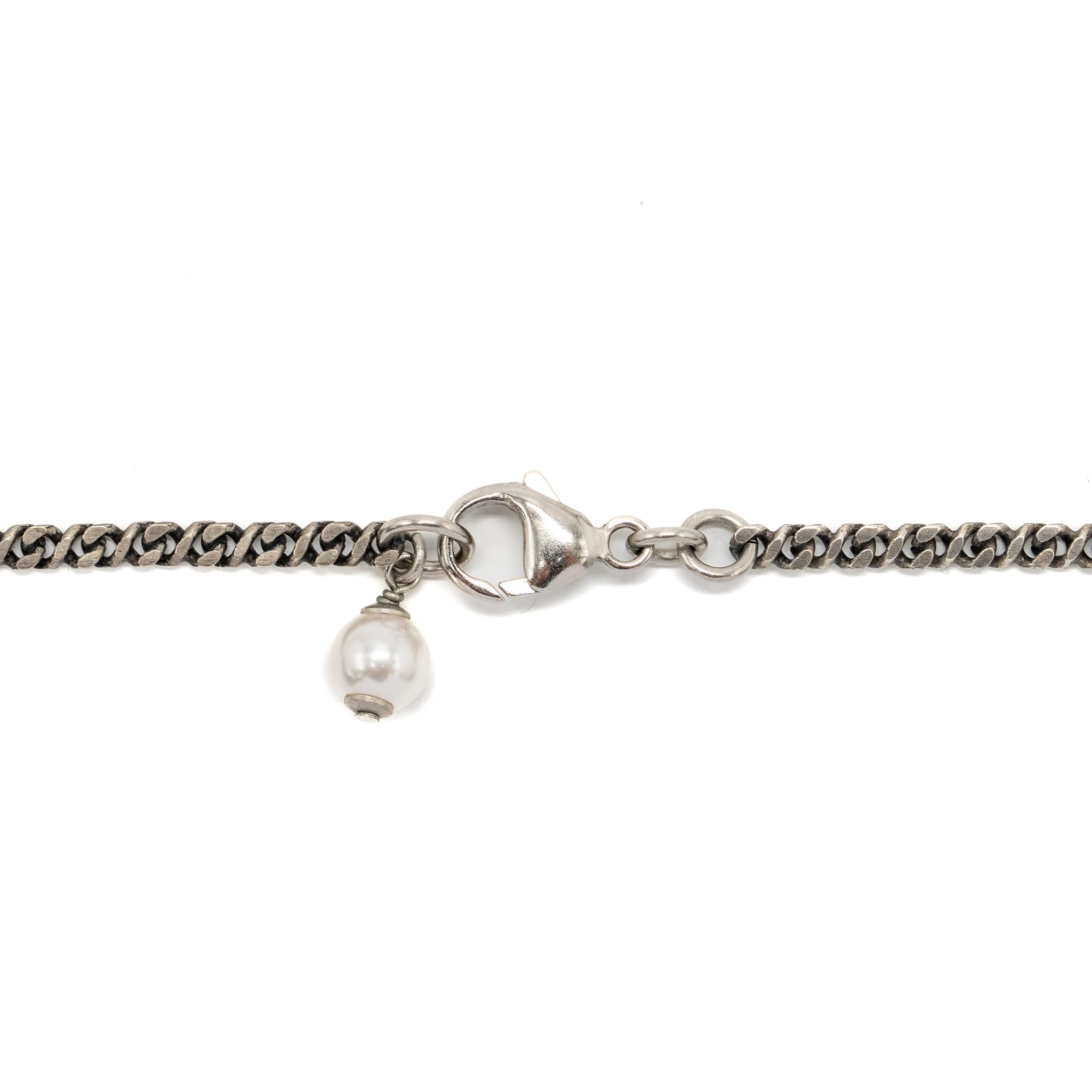 Chanel CC Logo Necklace Crystal/Pearl Ruthenium Hardware - Image 5