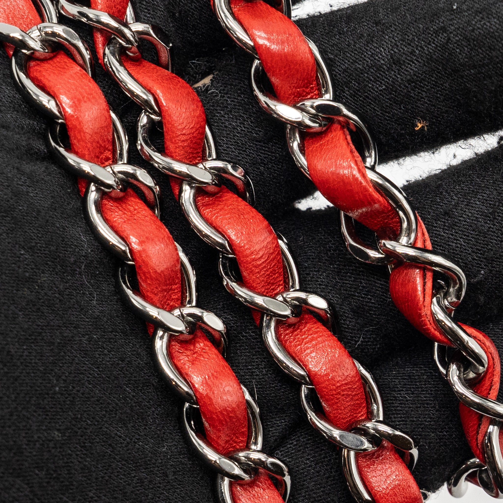 Chanel mini square flap bag lambskin Red black hardware - Image 10