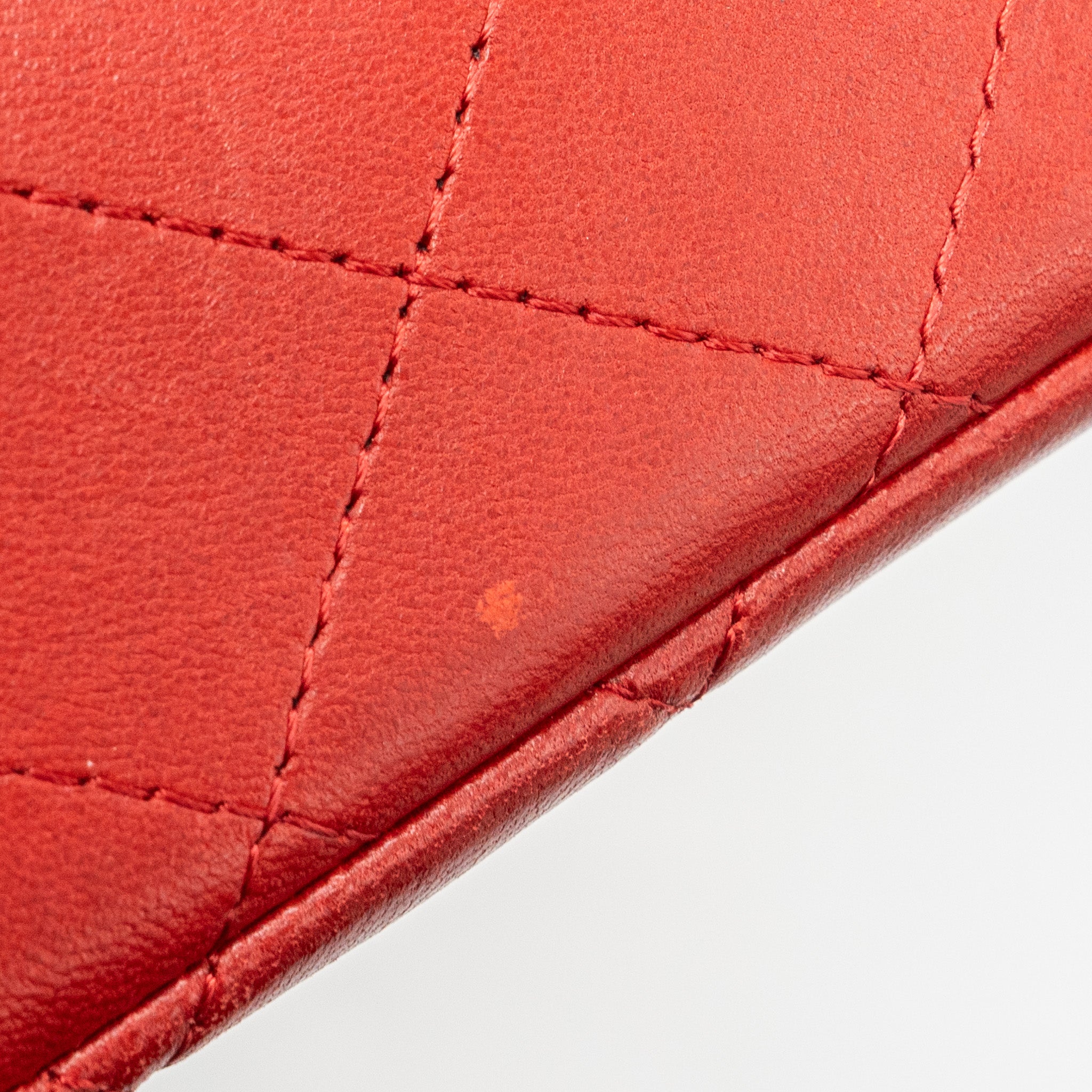 Chanel mini square flap bag lambskin Red black hardware - Image 16