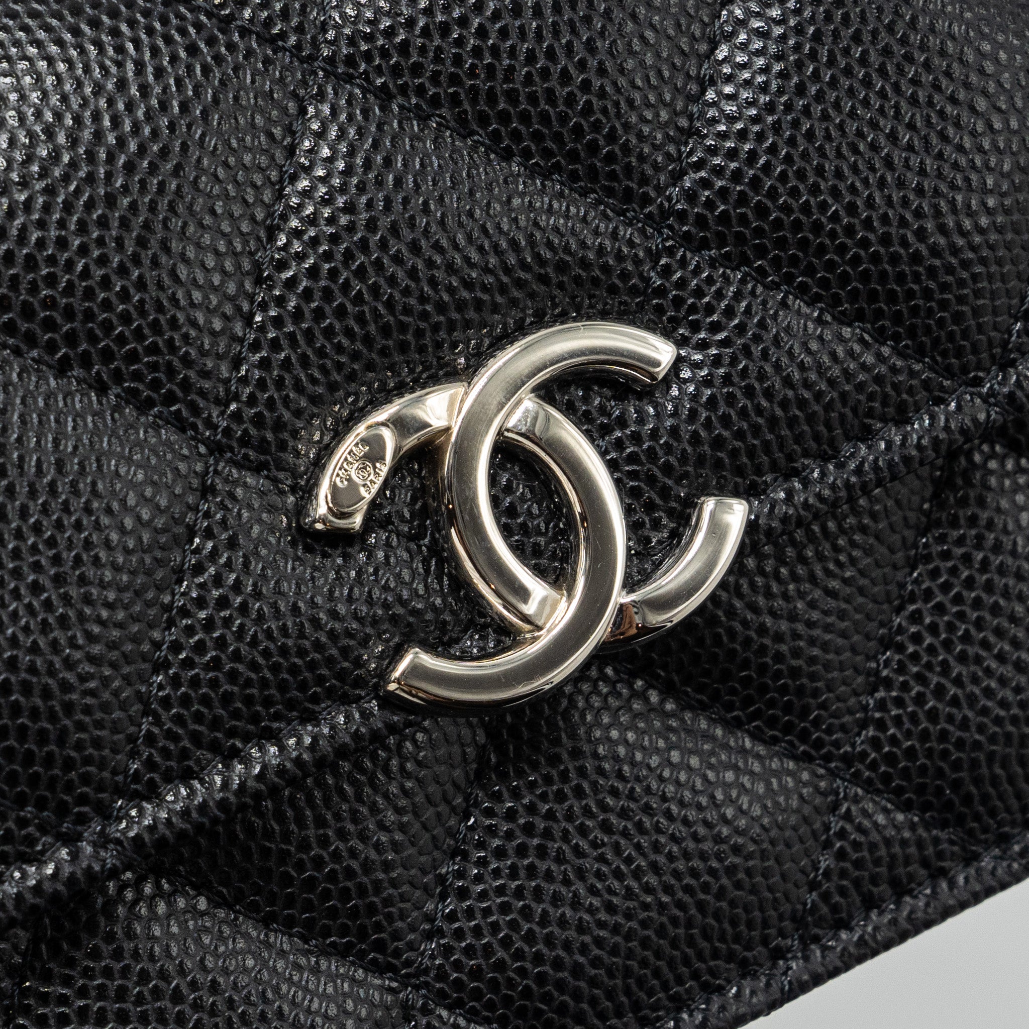 Chanel 22S coco lettering MINI flap bag with enamel top handle caviar black SHW - Image 8