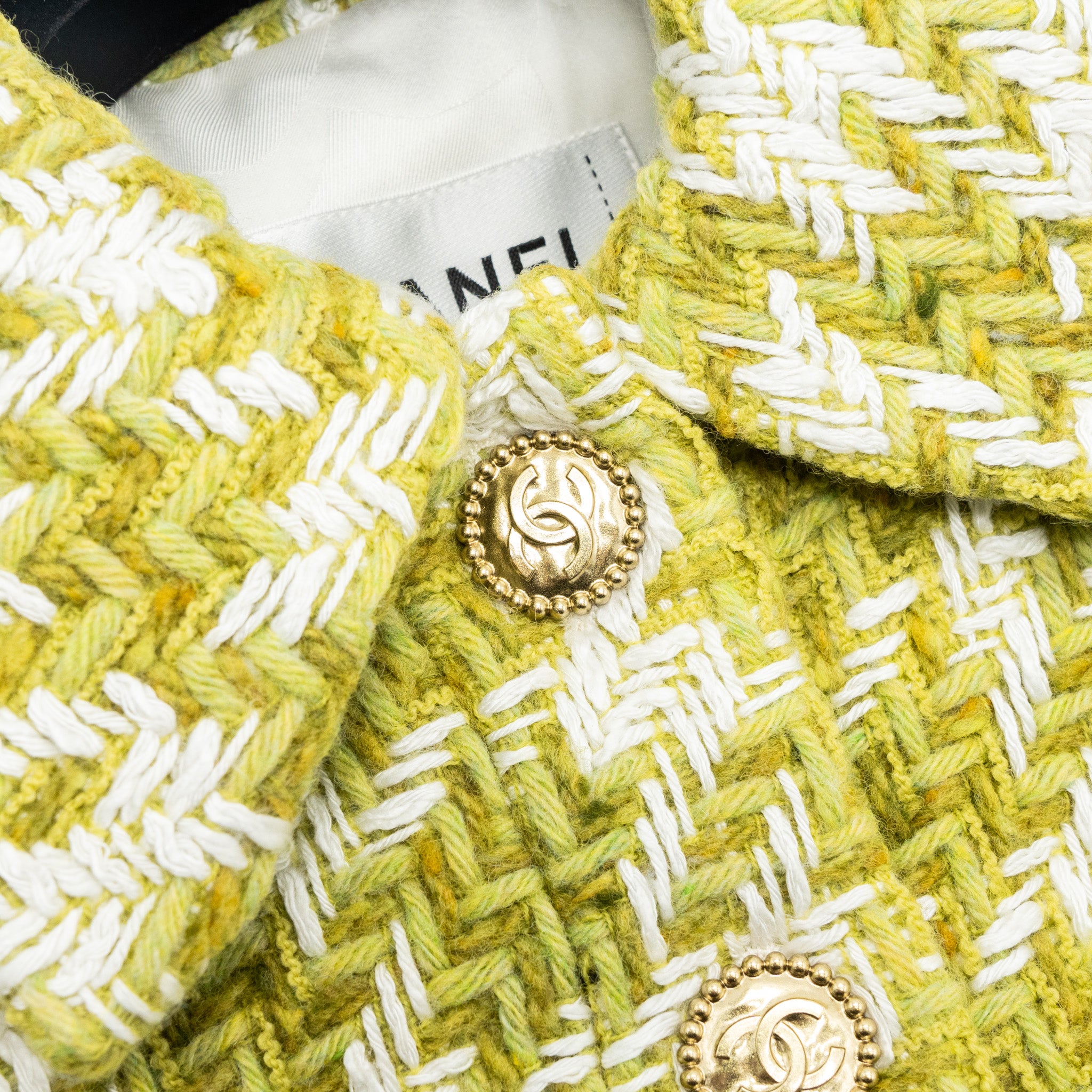 Chanel 22B Size 34 Jacket Wool/Silk Green/Ecru - Image 4