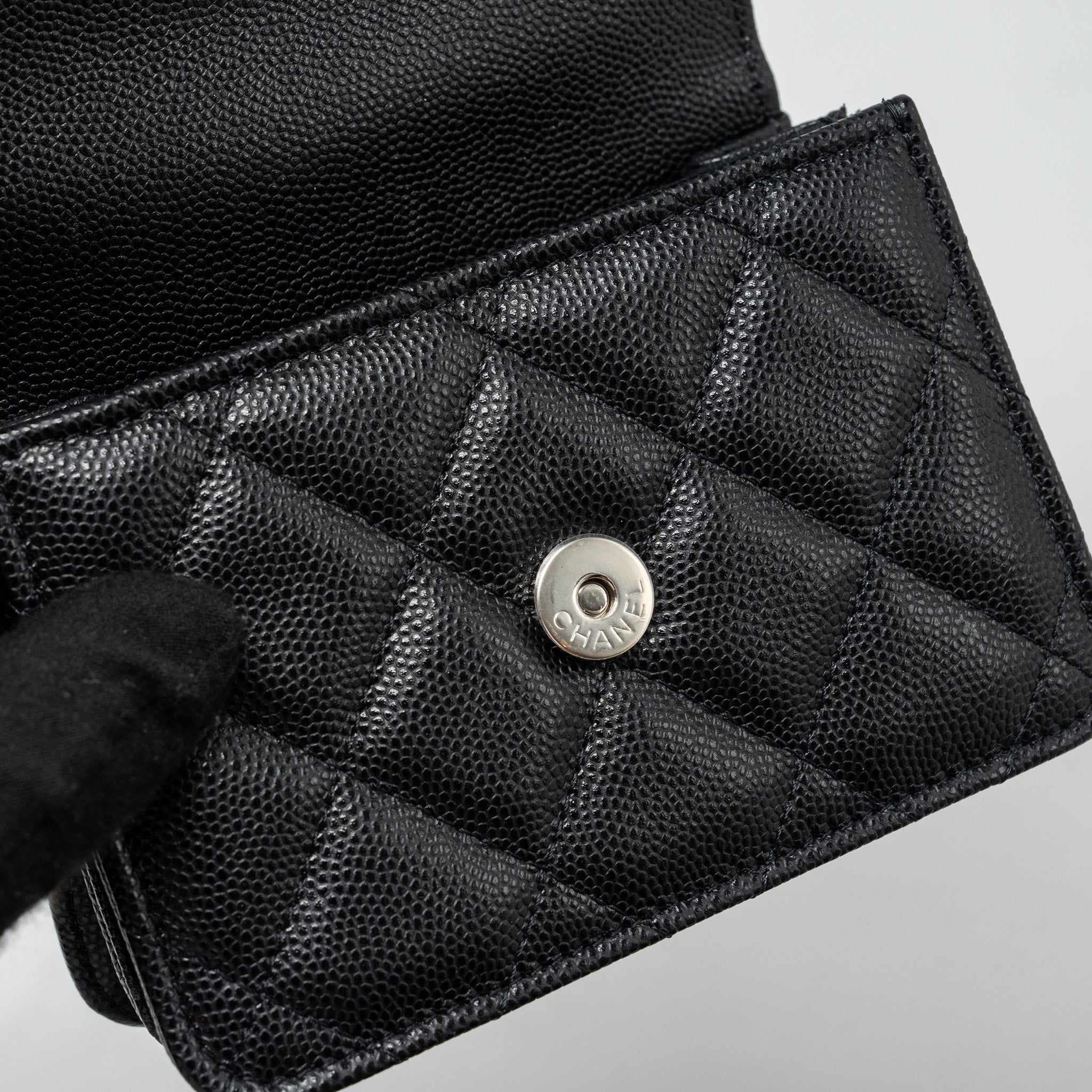 Chanel 22S coco lettering MINI flap bag with enamel top handle caviar black SHW - Image 12