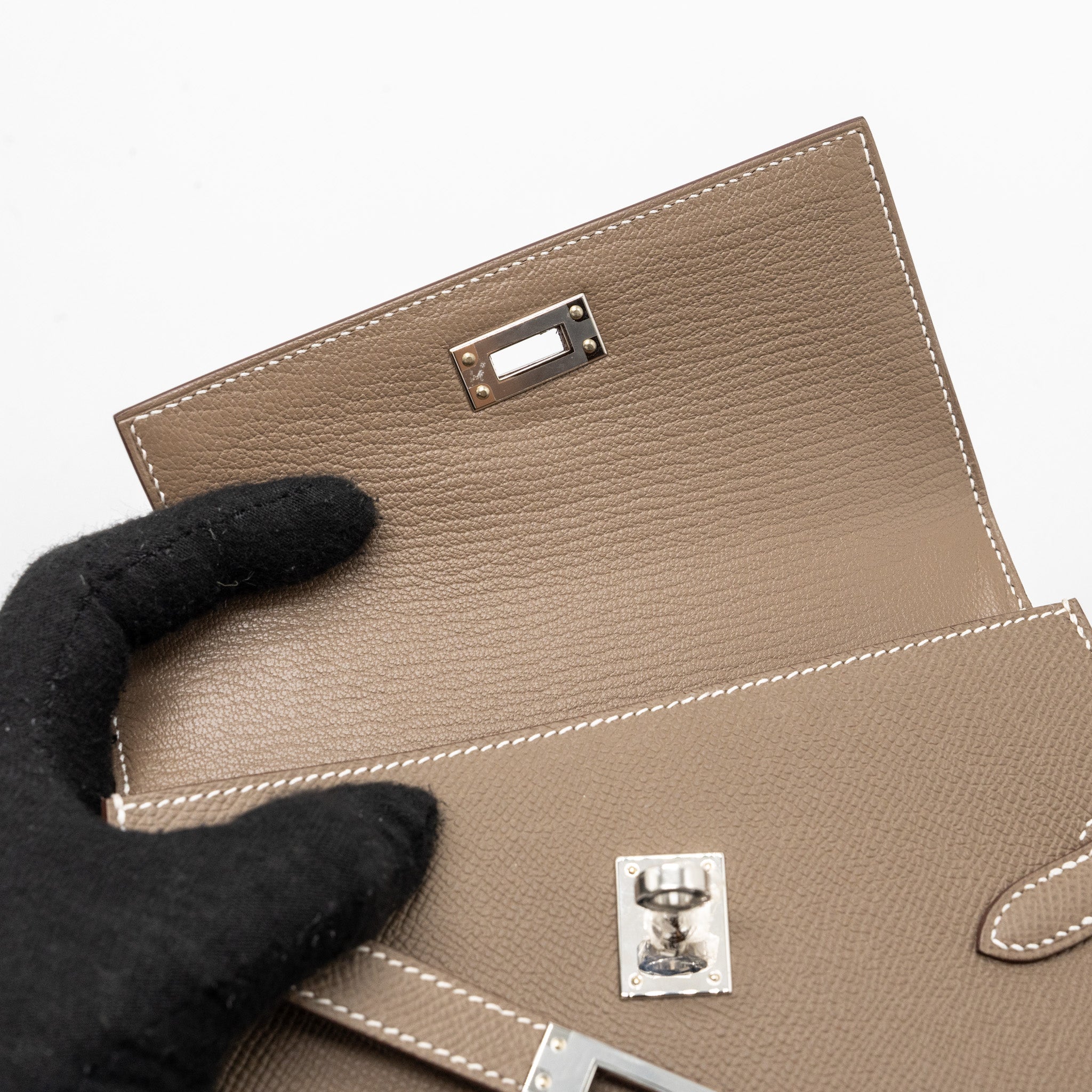 Hermes Kelly sellier en desordre 20 epsom etoupe SHW Stamp U - Image 12