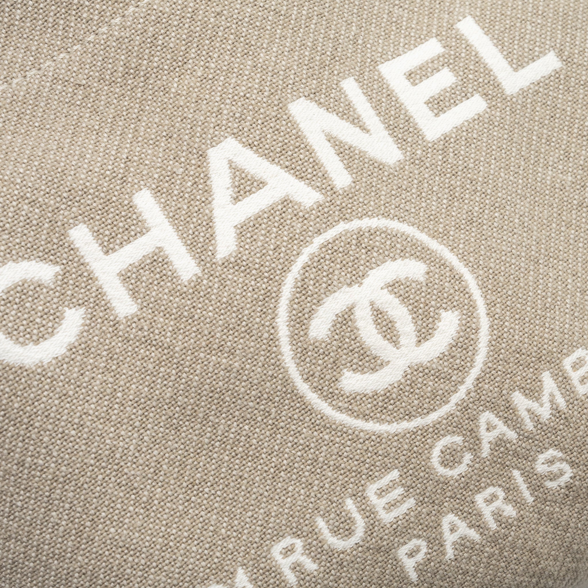 Chanel Deauville Bag Canvas/ Leather Beige/White GHW (microchip) - Image 8
