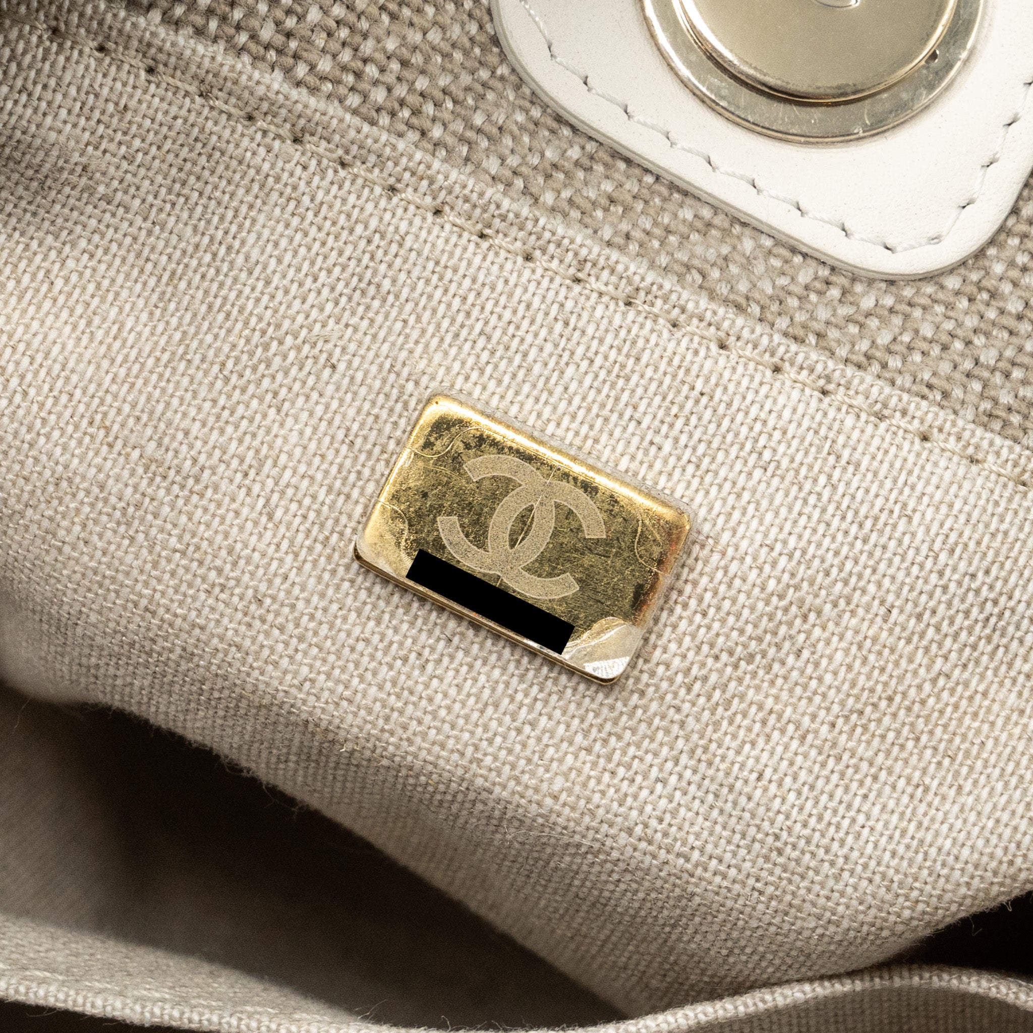 Chanel Deauville Bag Canvas/ Leather Beige/White GHW (microchip) - Image 16