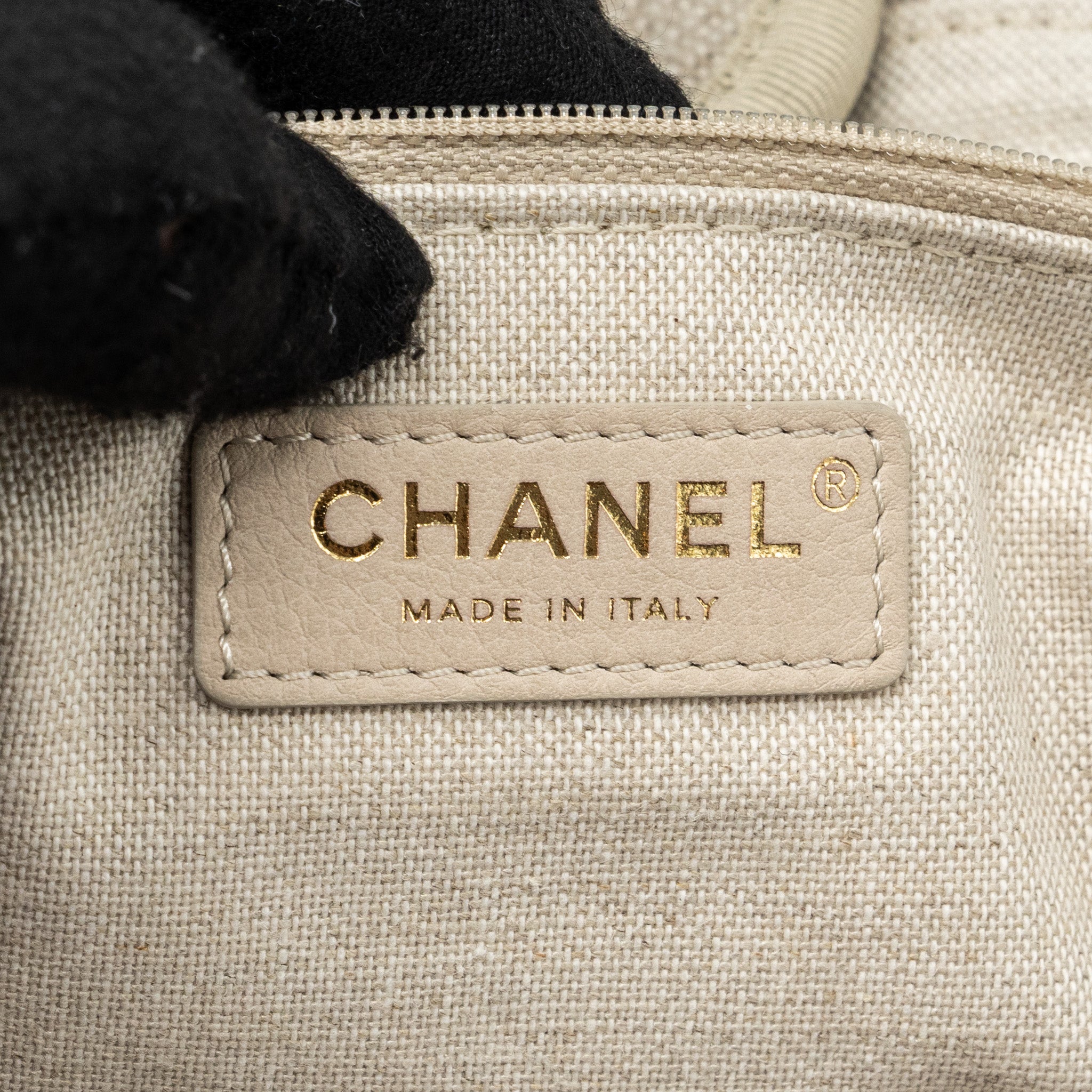 Chanel Deauville Bag Canvas/ Leather Beige/White GHW (microchip) - Image 15