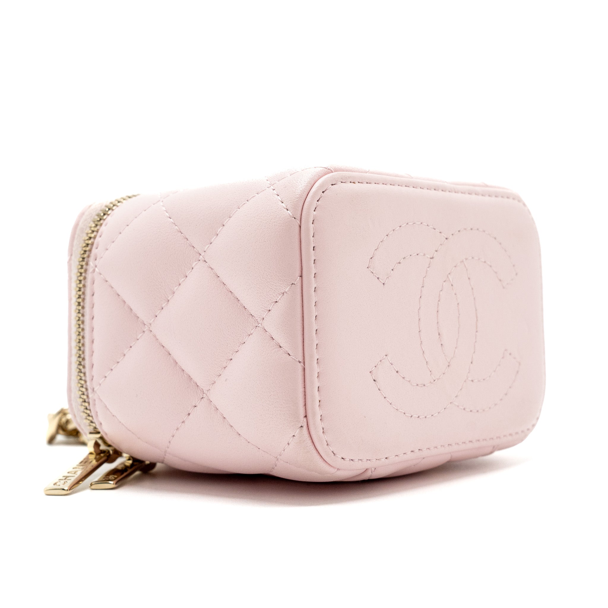 Chanel mini vanity with giant chain lambskin light pink LGHW - Image 7