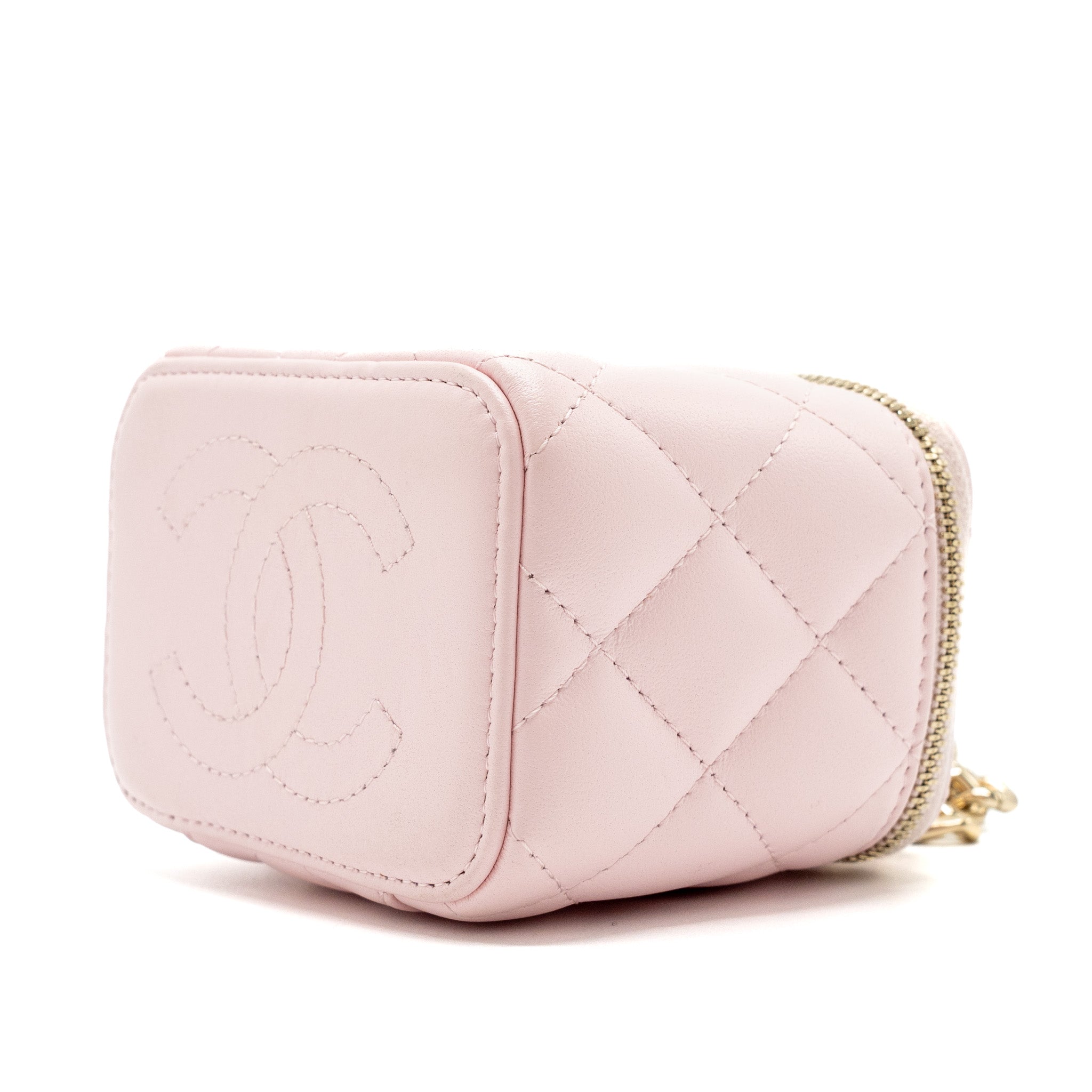 Chanel mini vanity with giant chain lambskin light pink LGHW - Image 8
