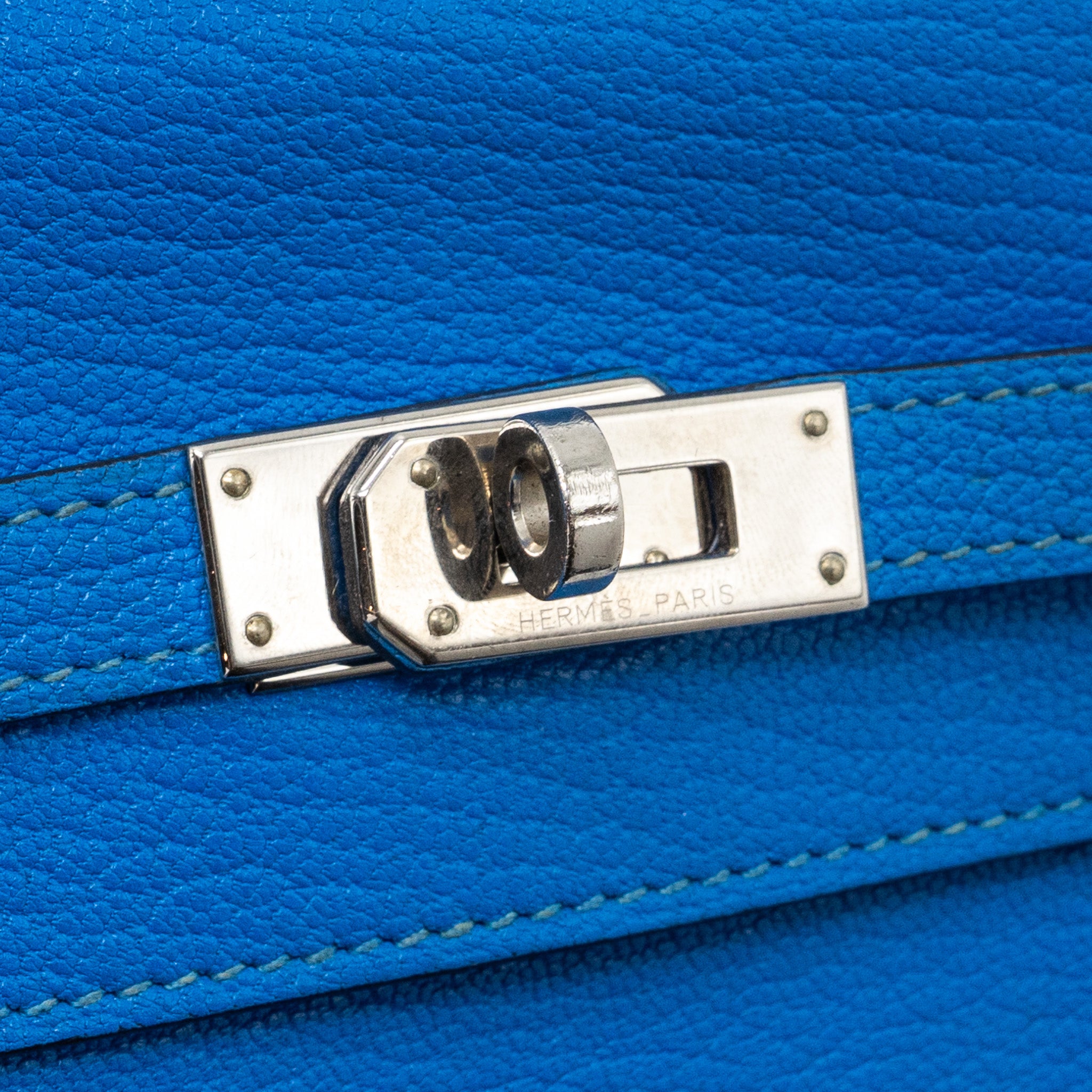 Hermes Kelly Classic Long Wallet Chèvre Mysore Blue Hydra SHW Stamp X - Image 9
