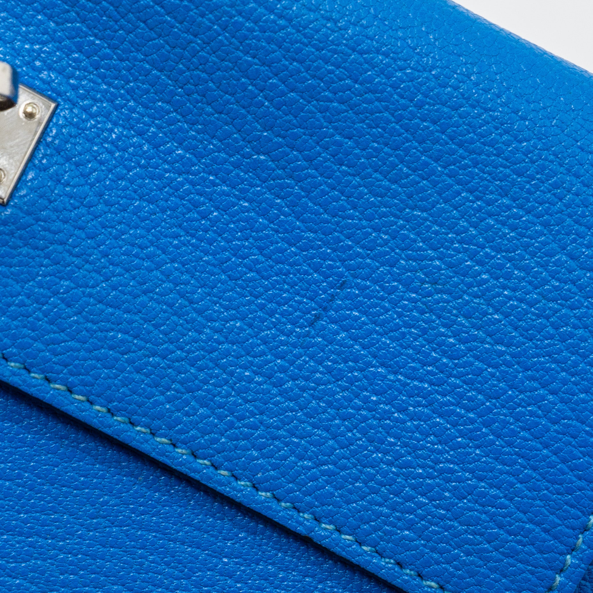 Hermes Kelly Classic Long Wallet Chèvre Mysore Blue Hydra SHW Stamp X - Image 10