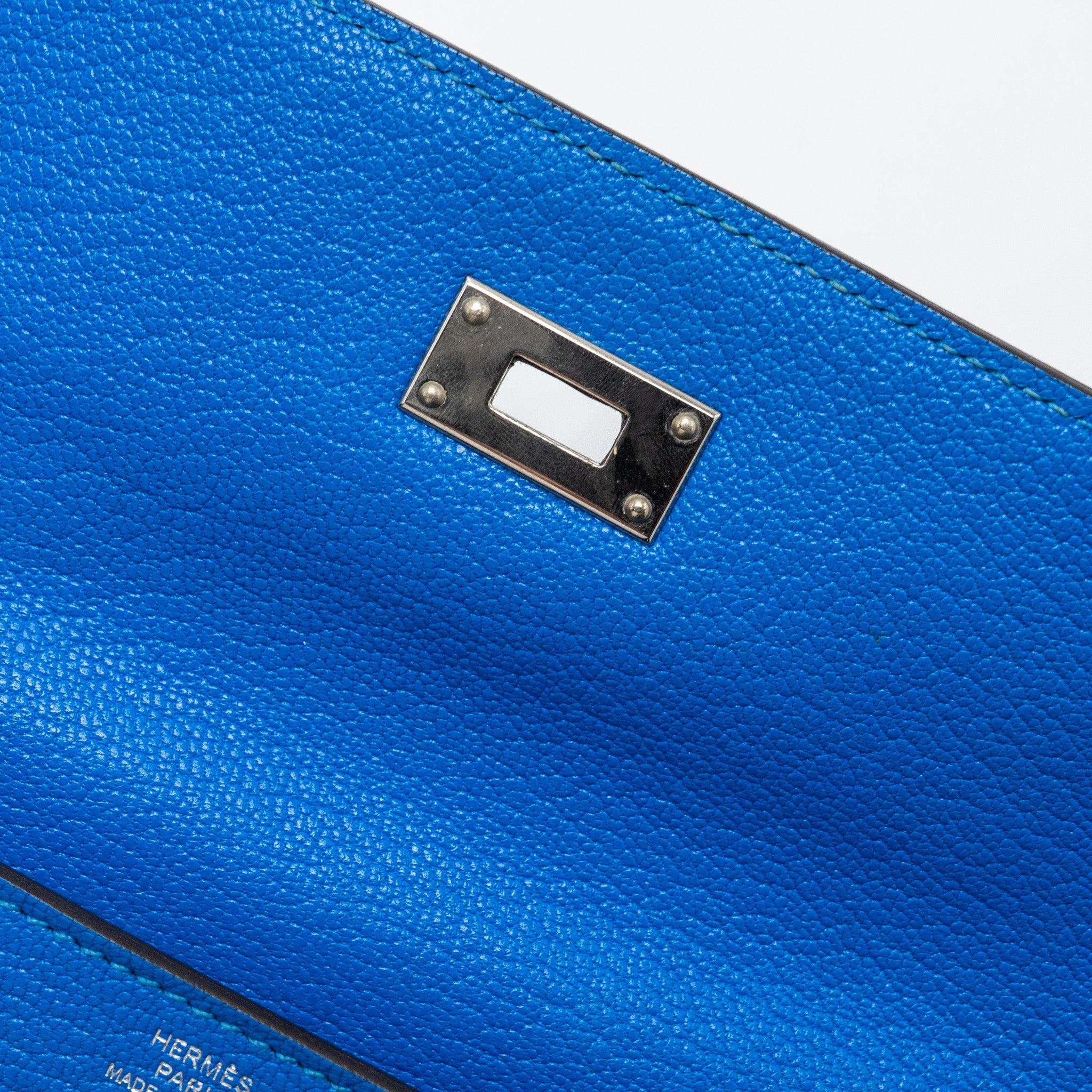 Hermes Kelly Classic Long Wallet Chèvre Mysore Blue Hydra SHW Stamp X - Image 11