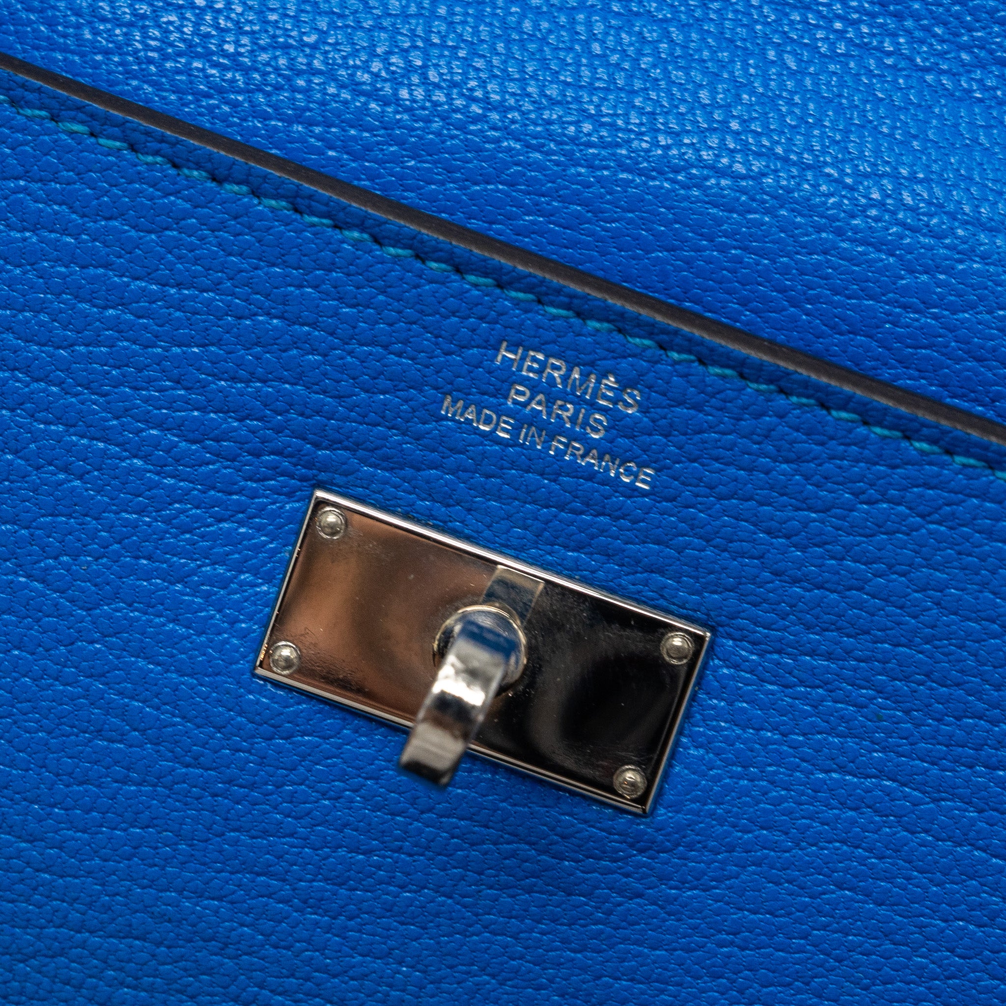 Hermes Kelly Classic Long Wallet Chèvre Mysore Blue Hydra SHW Stamp X - Image 12