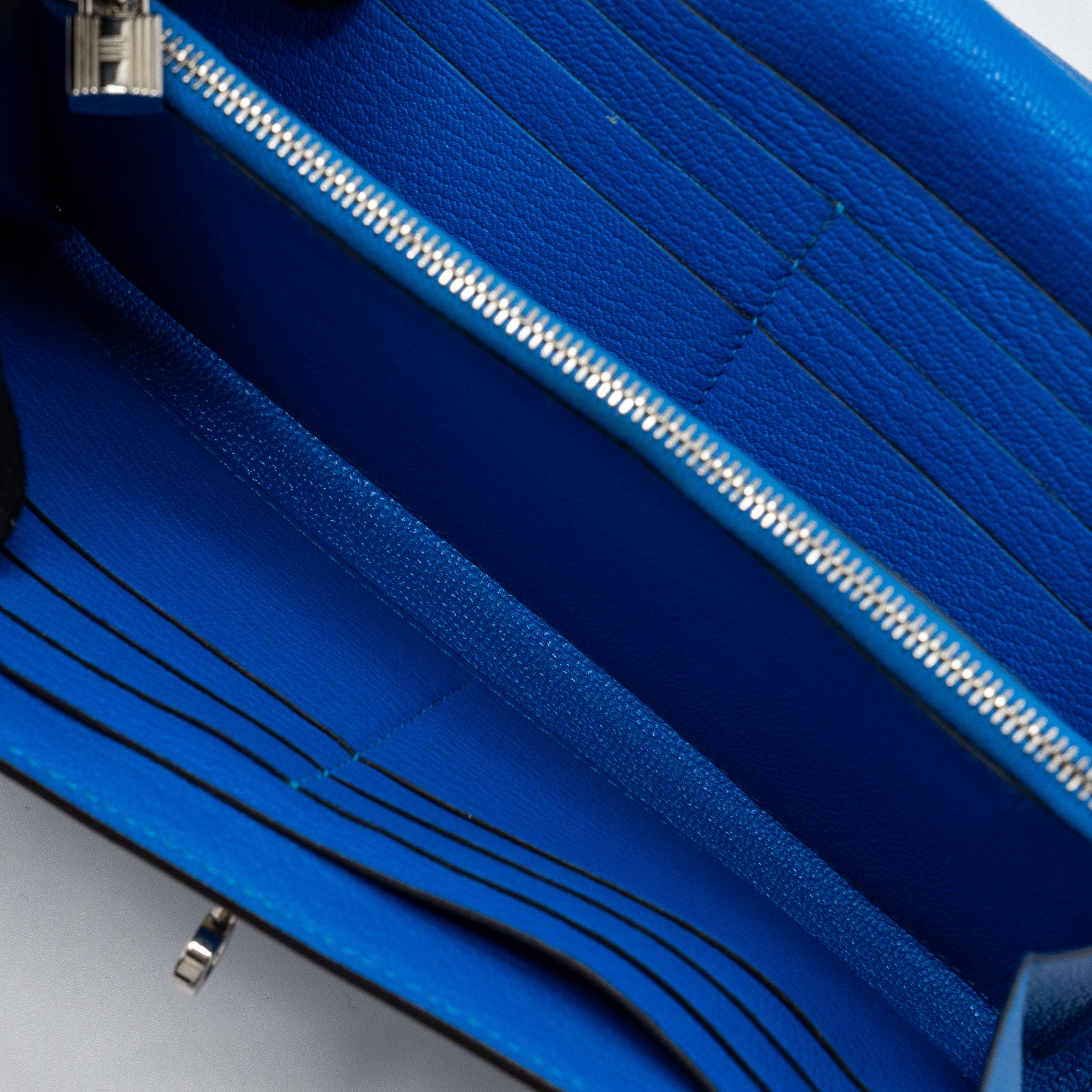 Hermes Kelly Classic Long Wallet Chèvre Mysore Blue Hydra SHW Stamp X - Image 13