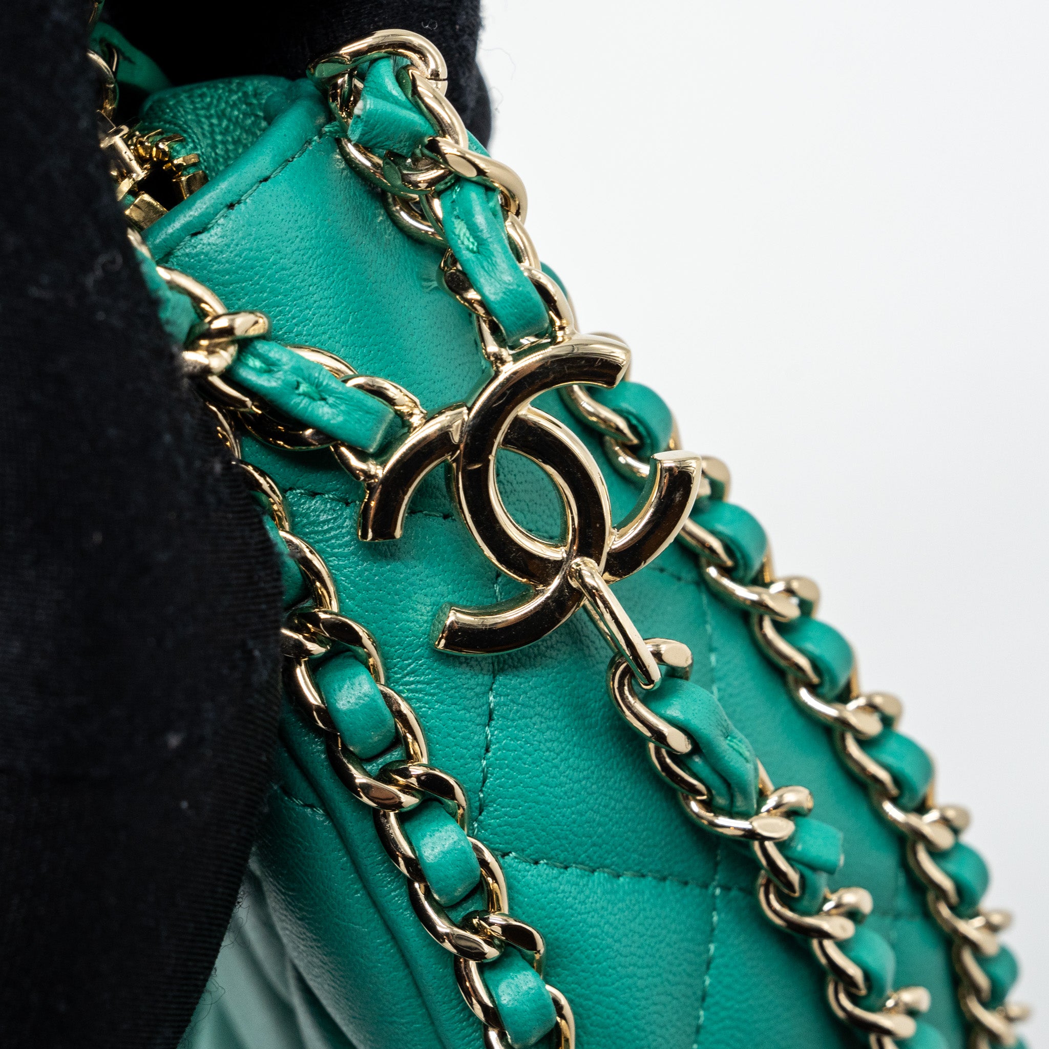 Chanel Small Moon Hobo Lambskin Green LGHW (microchip) - Image 9