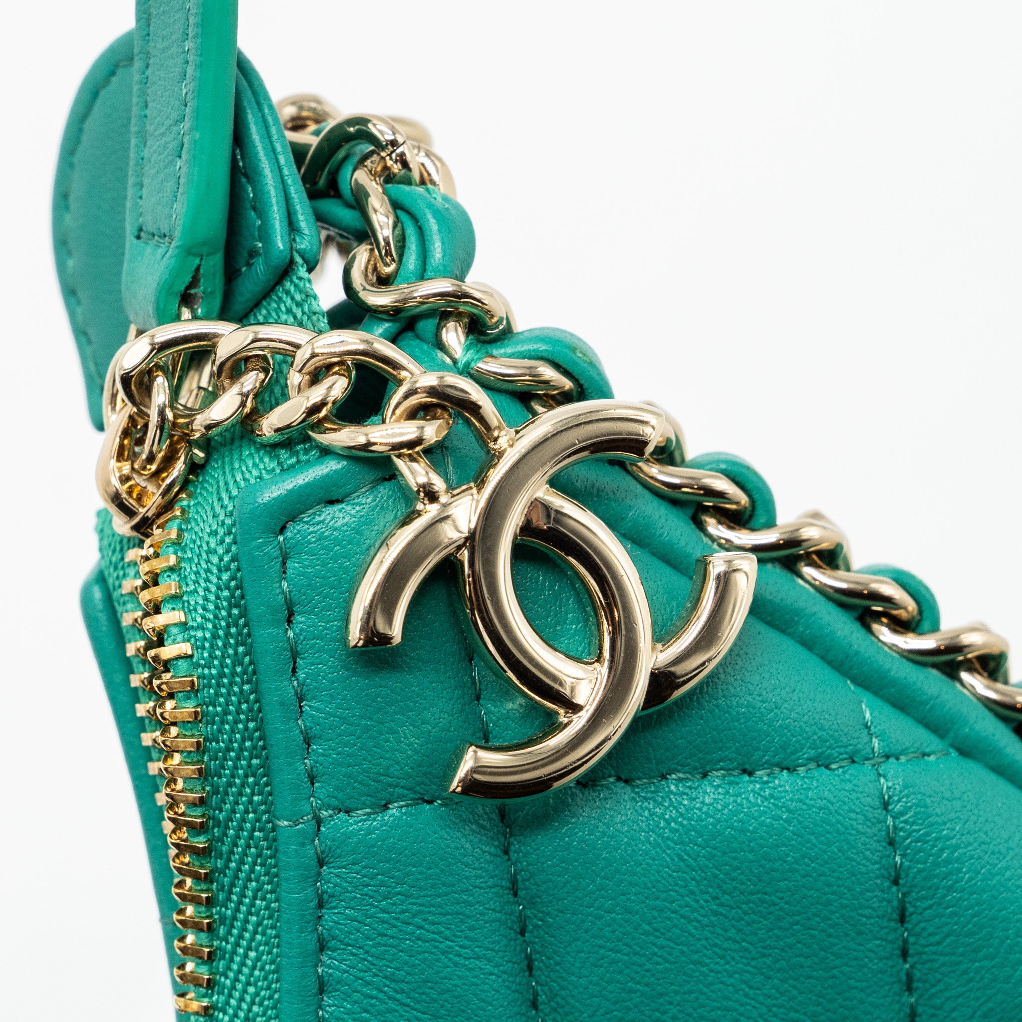 Chanel Small Moon Hobo Lambskin Green LGHW (microchip) - Image 10