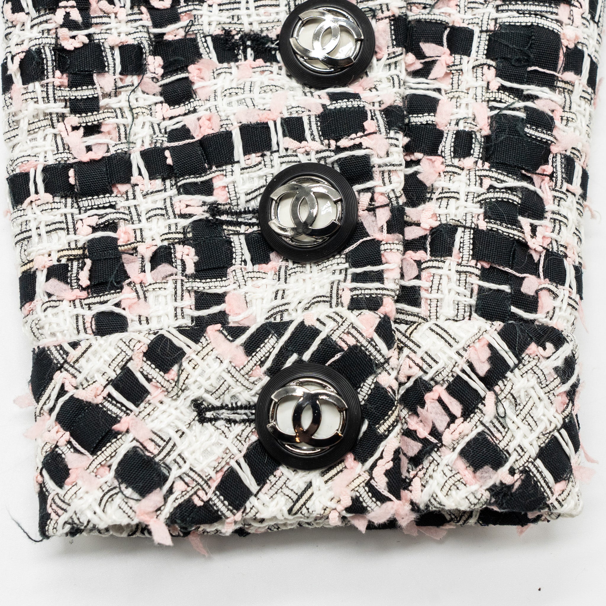 Chanel 20P Size 34 Jacket Tweed Black/White/Ecru/Pink - Image 7